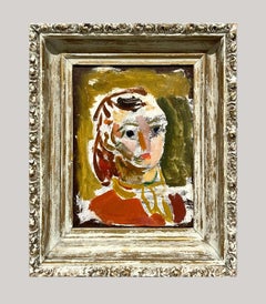 Charmant portrait expressionniste d'une jeune fille des années 1950 par Francis Chapin