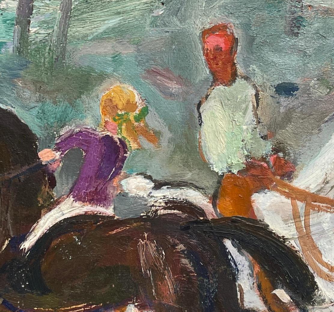 A Charming Vintage Horse Riding Lesson Painting w. Young Girl by Francis Chapin For Sale 6