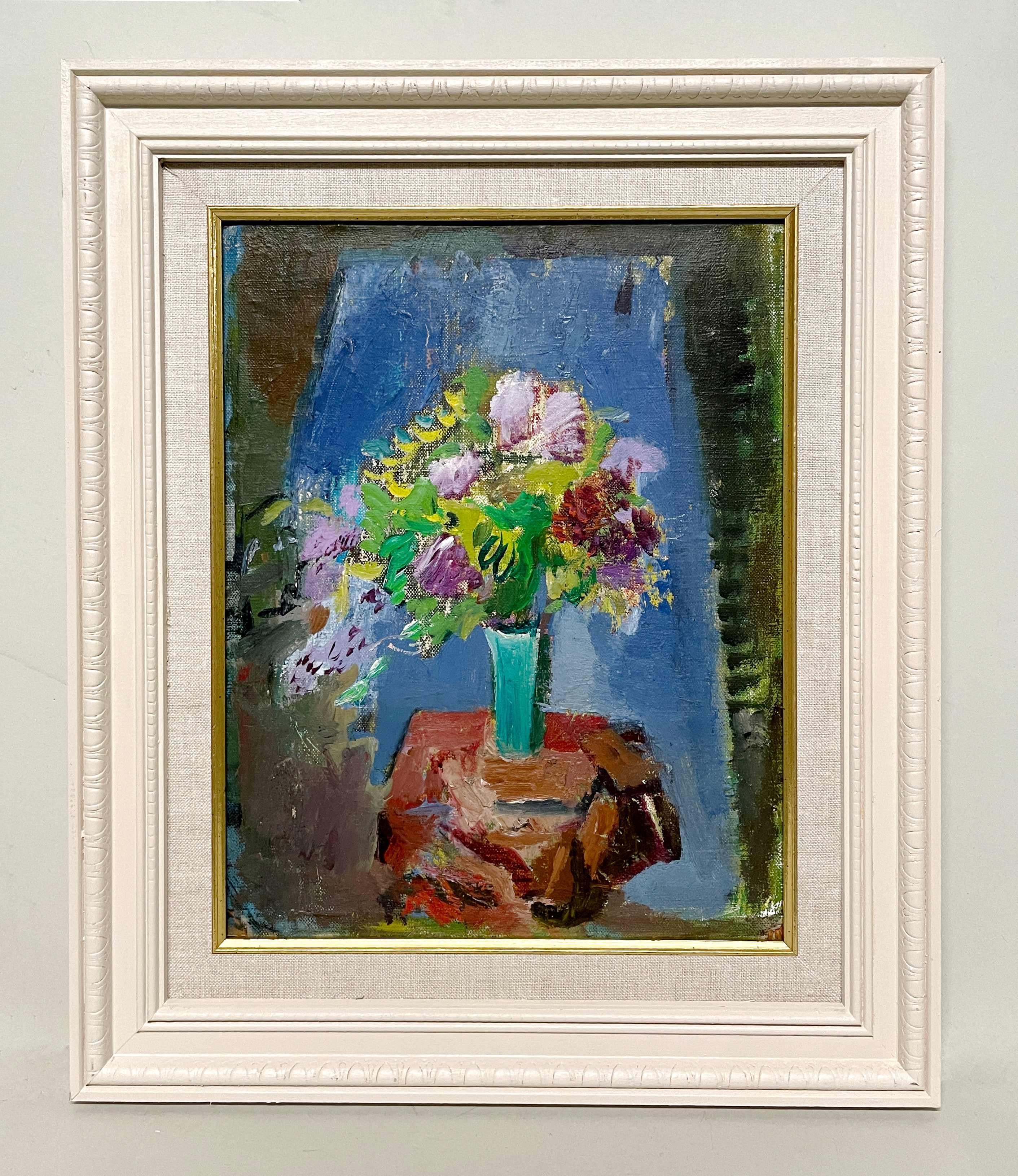 Nature morte joyeuse des années 1950, moderne du milieu du siècle, représentant un bouquet de fleurs coloré - Painting de Francis Chapin