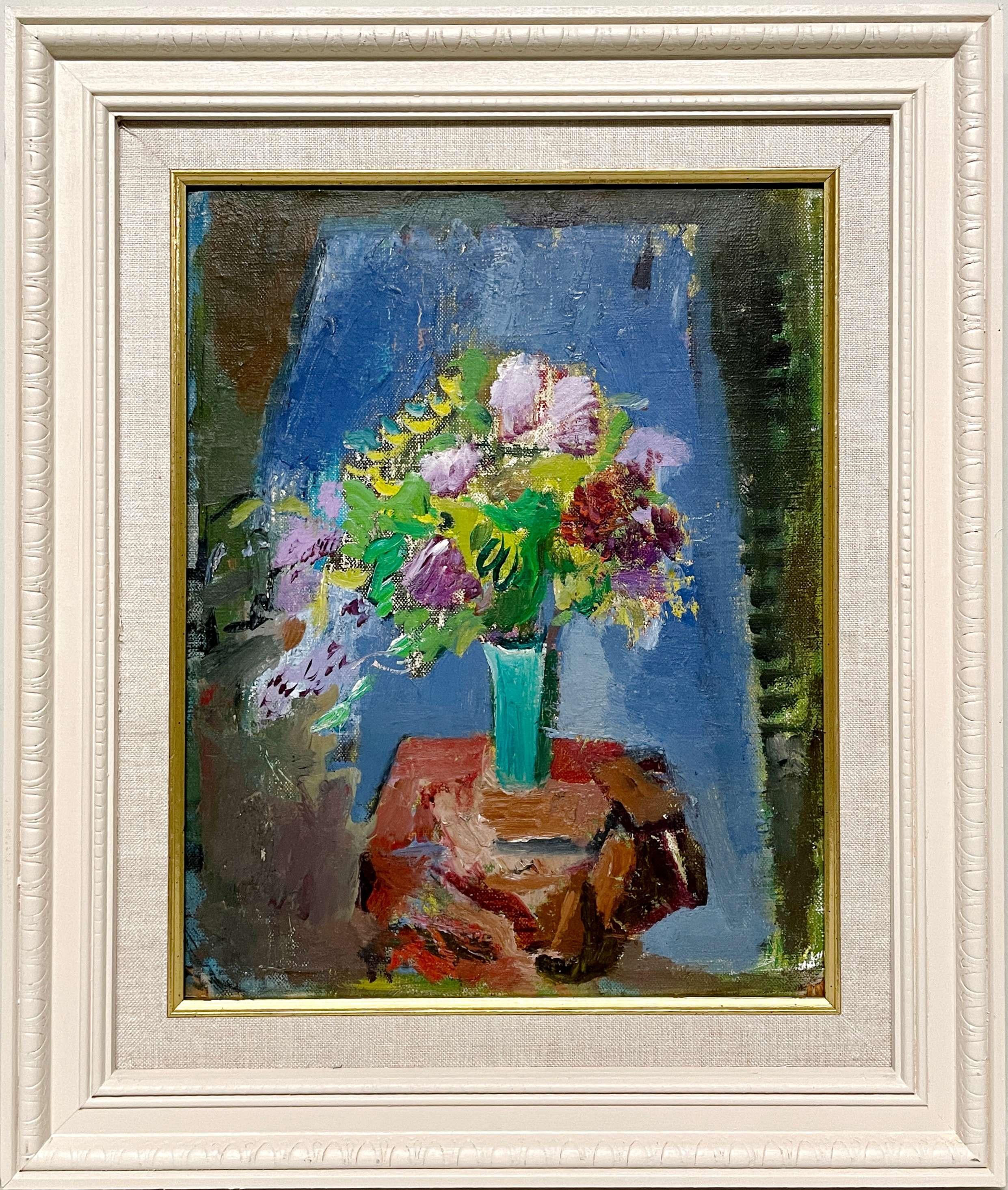 Nature morte joyeuse des années 1950, moderne du milieu du siècle, représentant un bouquet de fleurs coloré - Modernisme américain Painting par Francis Chapin