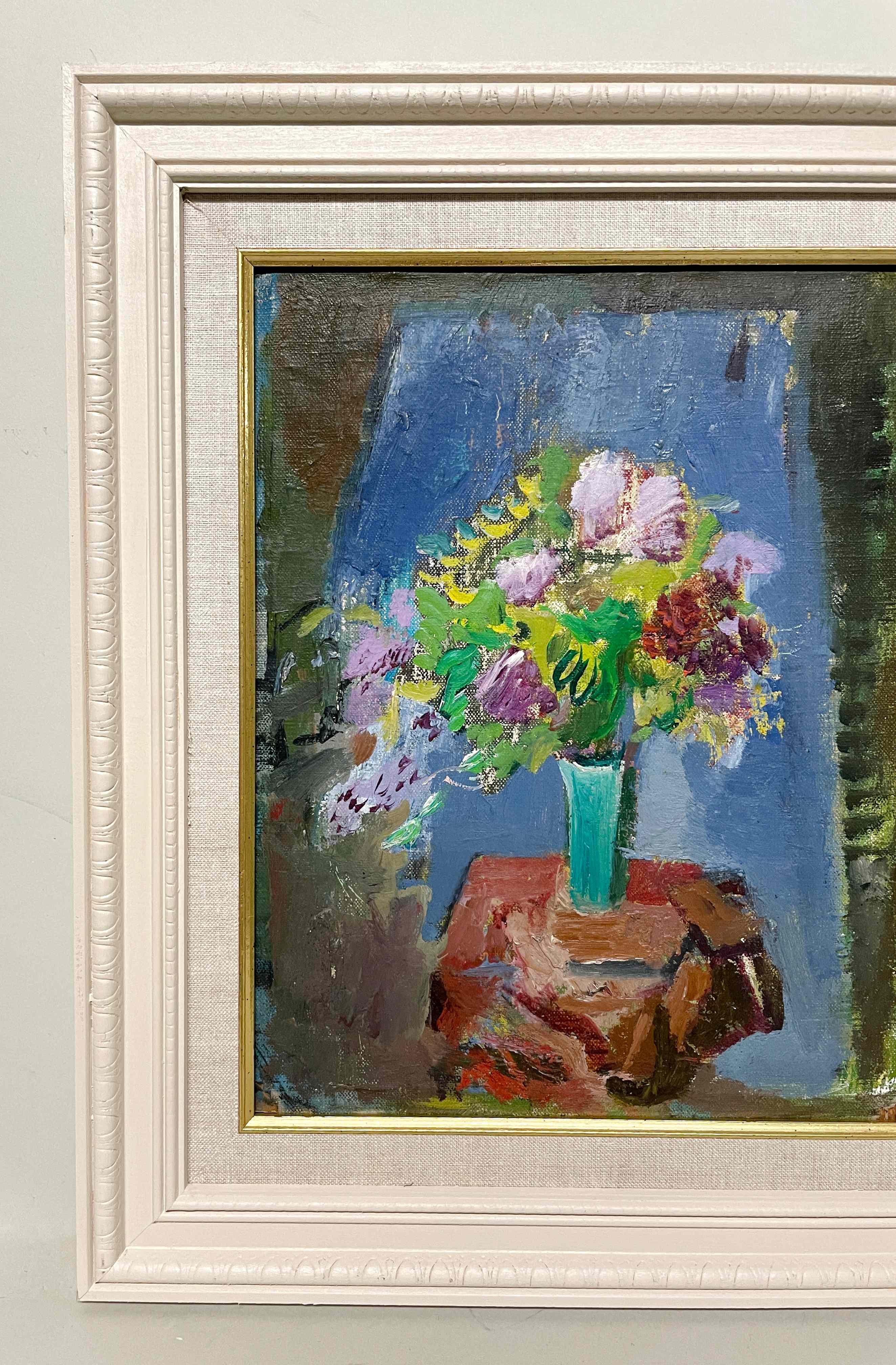 Nature morte joyeuse des années 1950, moderne du milieu du siècle, représentant un bouquet de fleurs coloré en vente 2