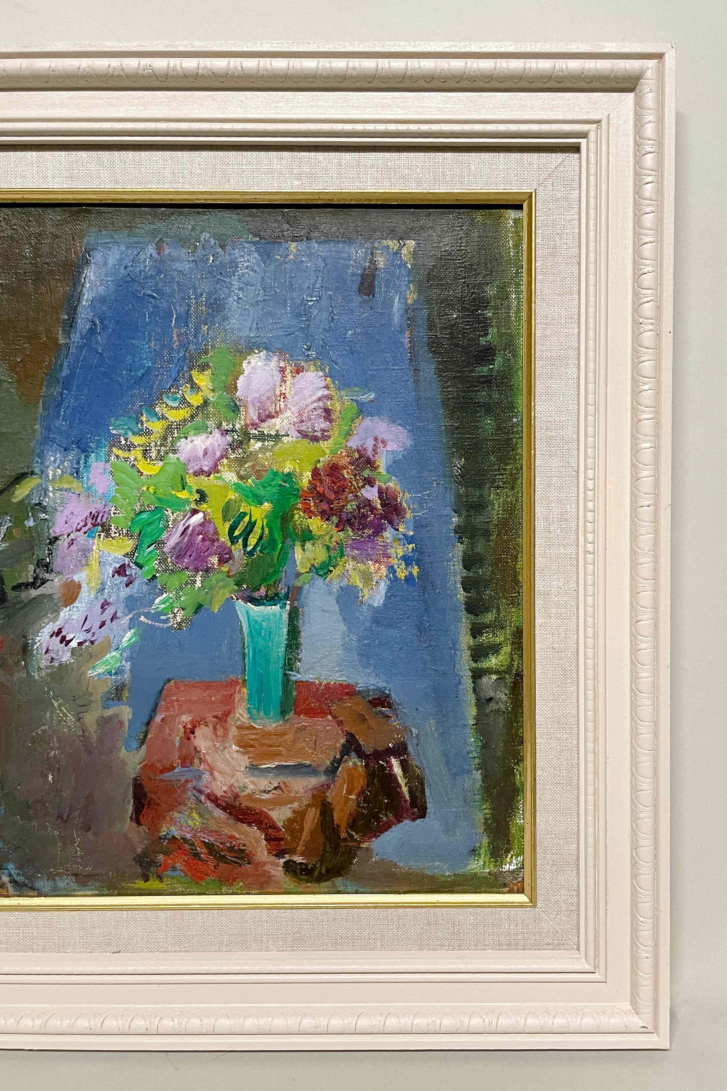 Nature morte joyeuse des années 1950, moderne du milieu du siècle, représentant un bouquet de fleurs coloré en vente 3
