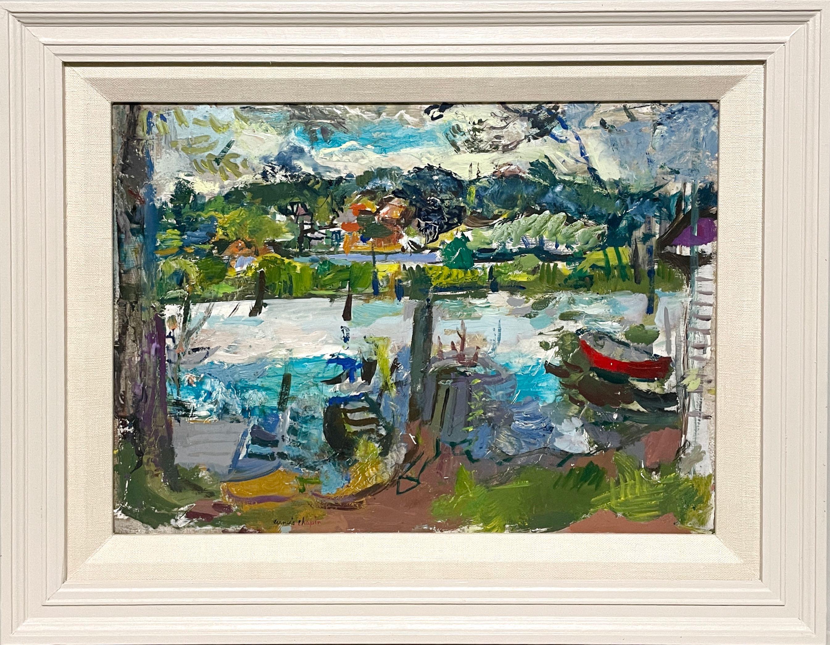 Scène de port colorée de Saugatuck, Michigan, dans les années 1930, par Francis Chapin en vente 2