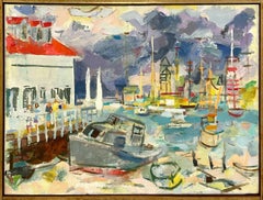 A Colorful 1950s Harbor Scene Depicting Martha's Vineyard by Francis Chapin