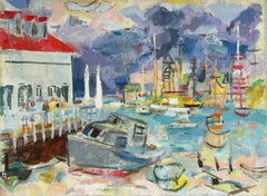 A Colorful 1950s Harbor Scene Depicting Martha's Vineyard by Francis Chapin