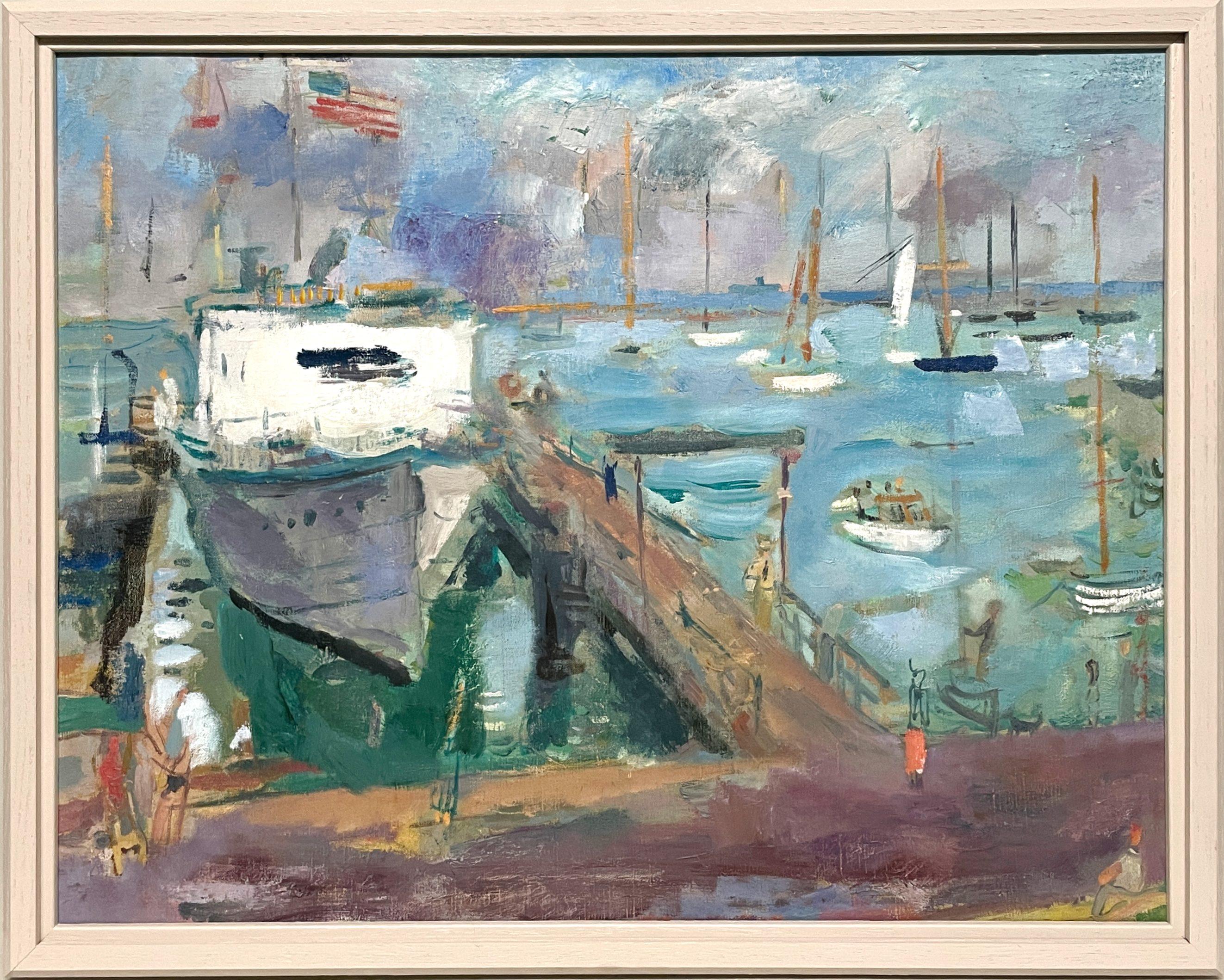 Scène de port colorée de Martha's Vineyard des années 1950 par l'artiste renommé Francis Chapin en vente 1