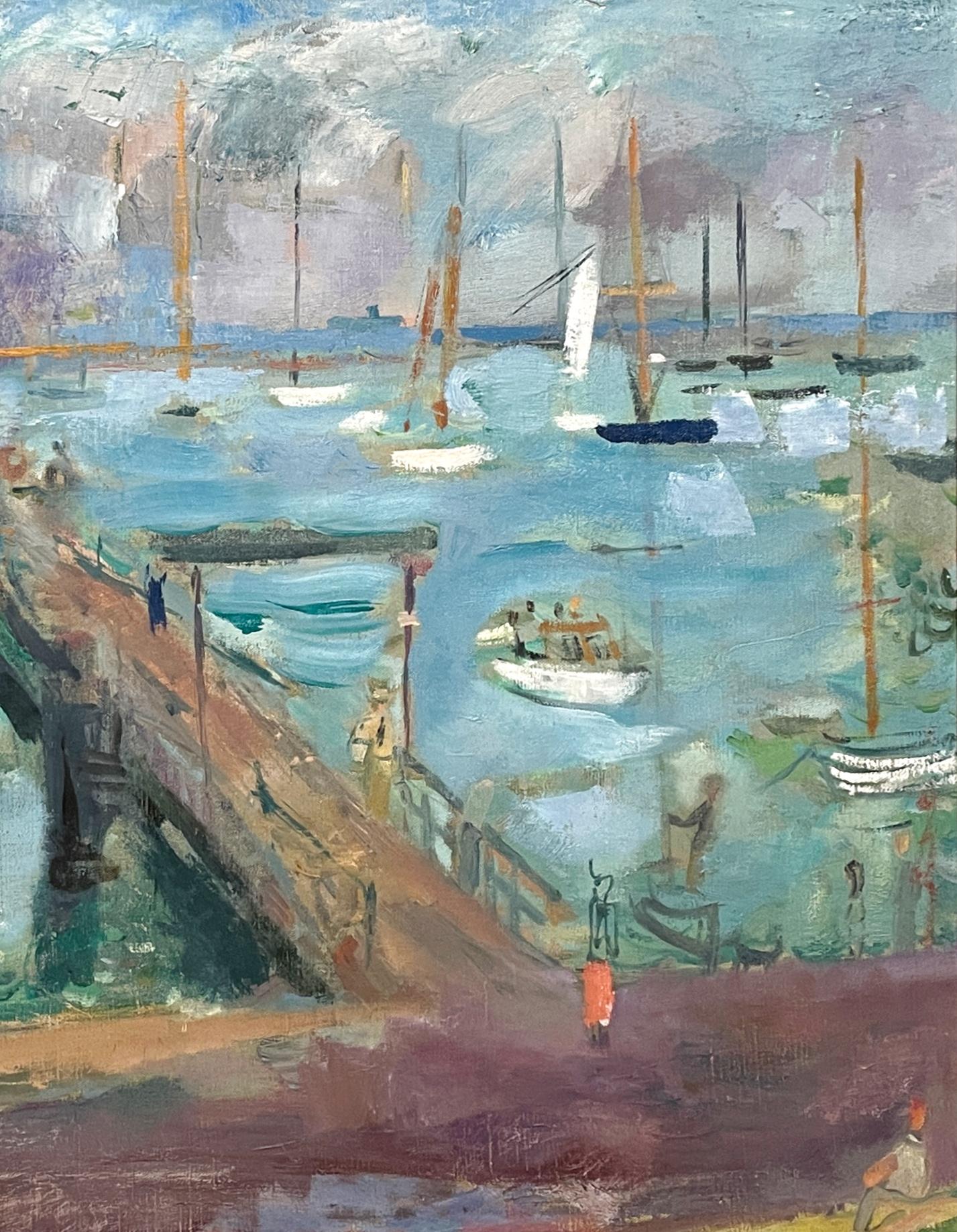 Scène de port colorée de Martha's Vineyard des années 1950 par l'artiste renommé Francis Chapin en vente 3