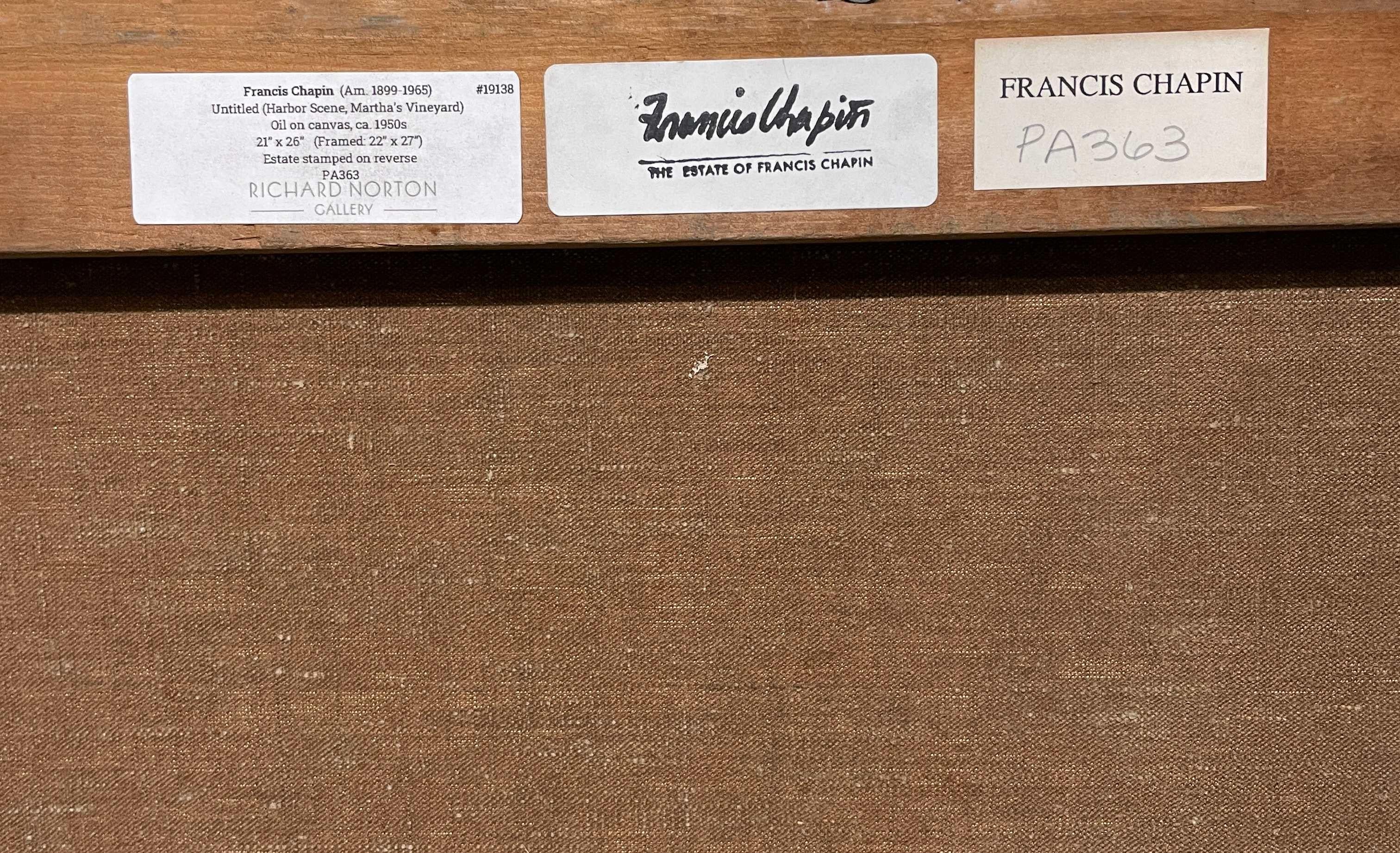 Scène de port colorée de Martha's Vineyard des années 1950 par l'artiste renommé Francis Chapin en vente 6