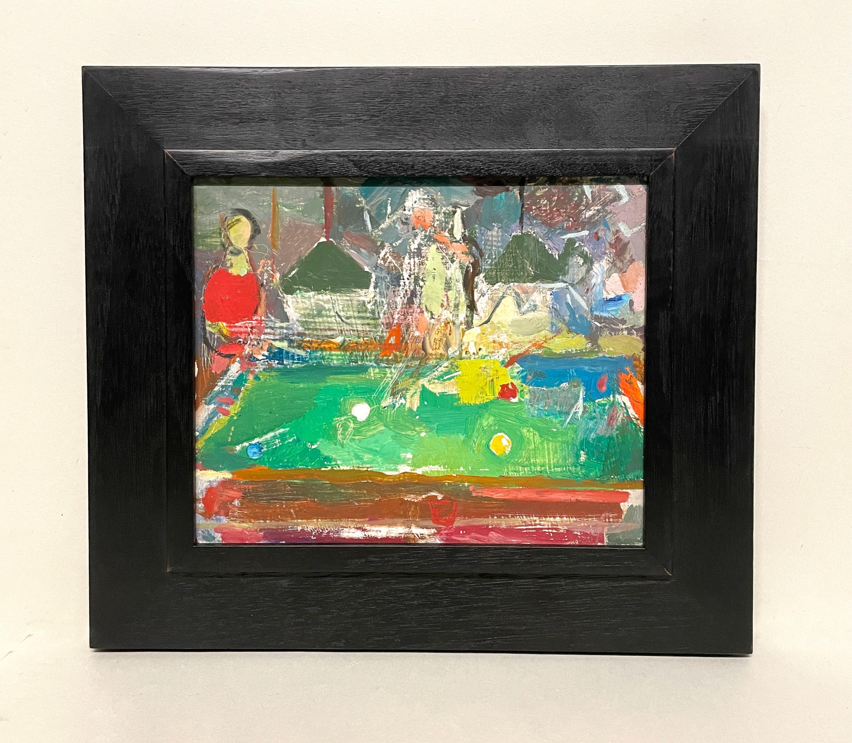 A Colorful, 1950s Mid-Century Modern Pool Hall Scene by Francis Chapin For Sale 1