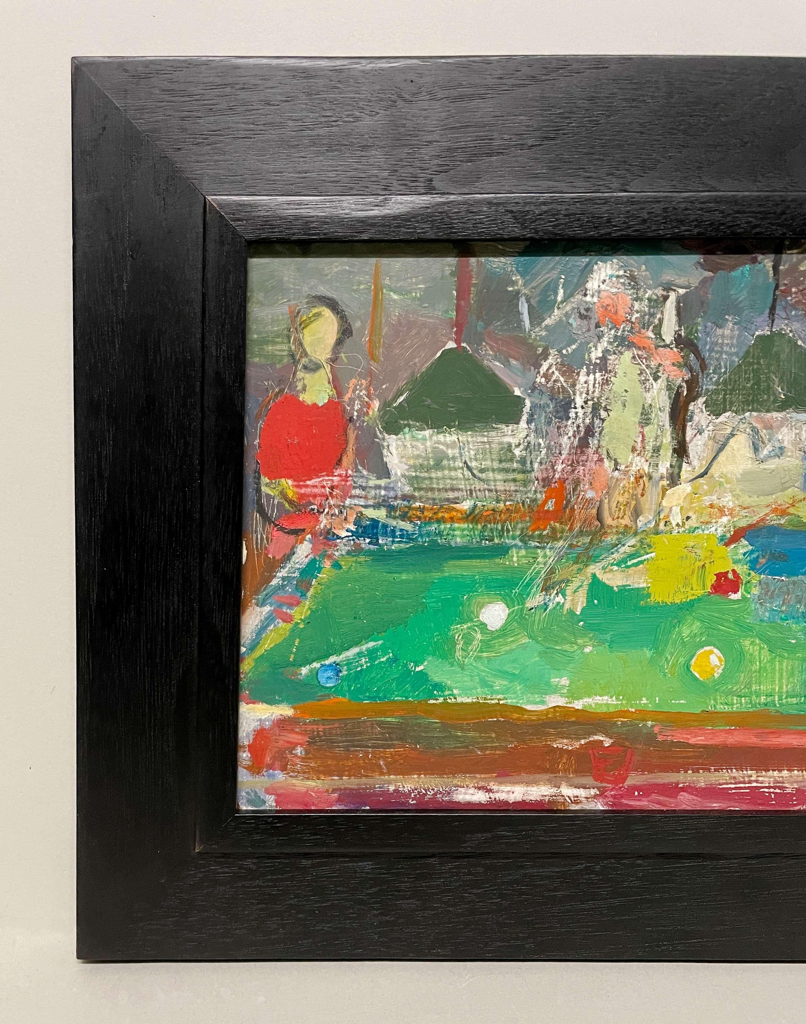 A Colorful, 1950s Mid-Century Modern Pool Hall Scene by Francis Chapin For Sale 3