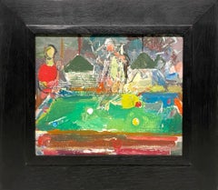 Eine farbenfrohe, moderne Pool-Hall-Szene aus der Jahrhundertmitte der 1950er Jahre von Francis Chapin