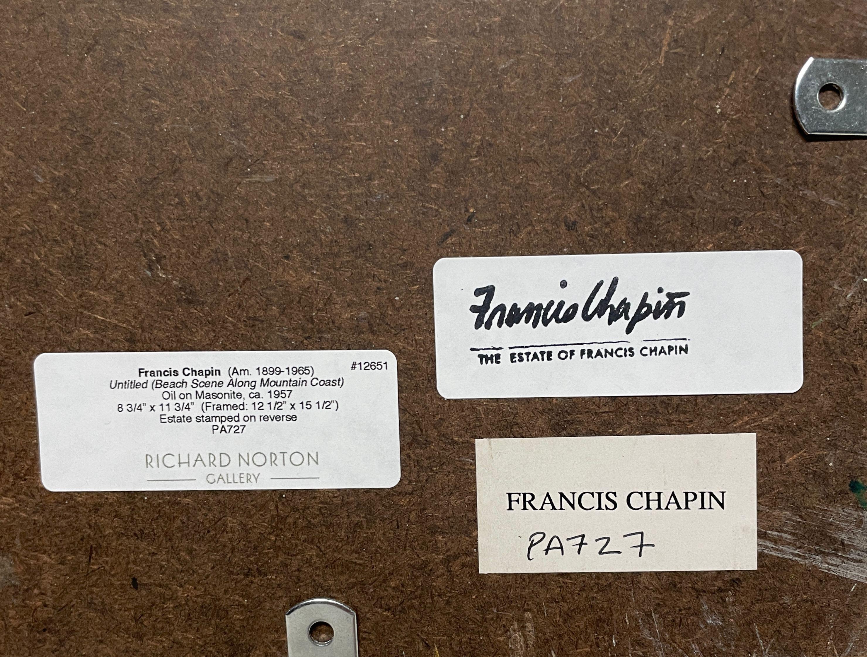 Eine farbenfrohe Bergstrandszene aus den 1950er Jahren von dem berühmten modernen Künstler Francis Chapin im Angebot 9