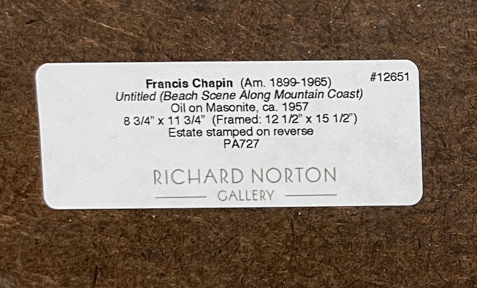 Eine farbenfrohe Bergstrandszene aus den 1950er Jahren von dem berühmten modernen Künstler Francis Chapin im Angebot 11