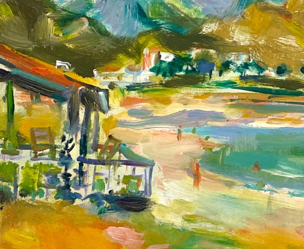Eine farbenfrohe Bergstrandszene aus den 1950er Jahren von dem berühmten modernen Künstler Francis Chapin im Angebot 5