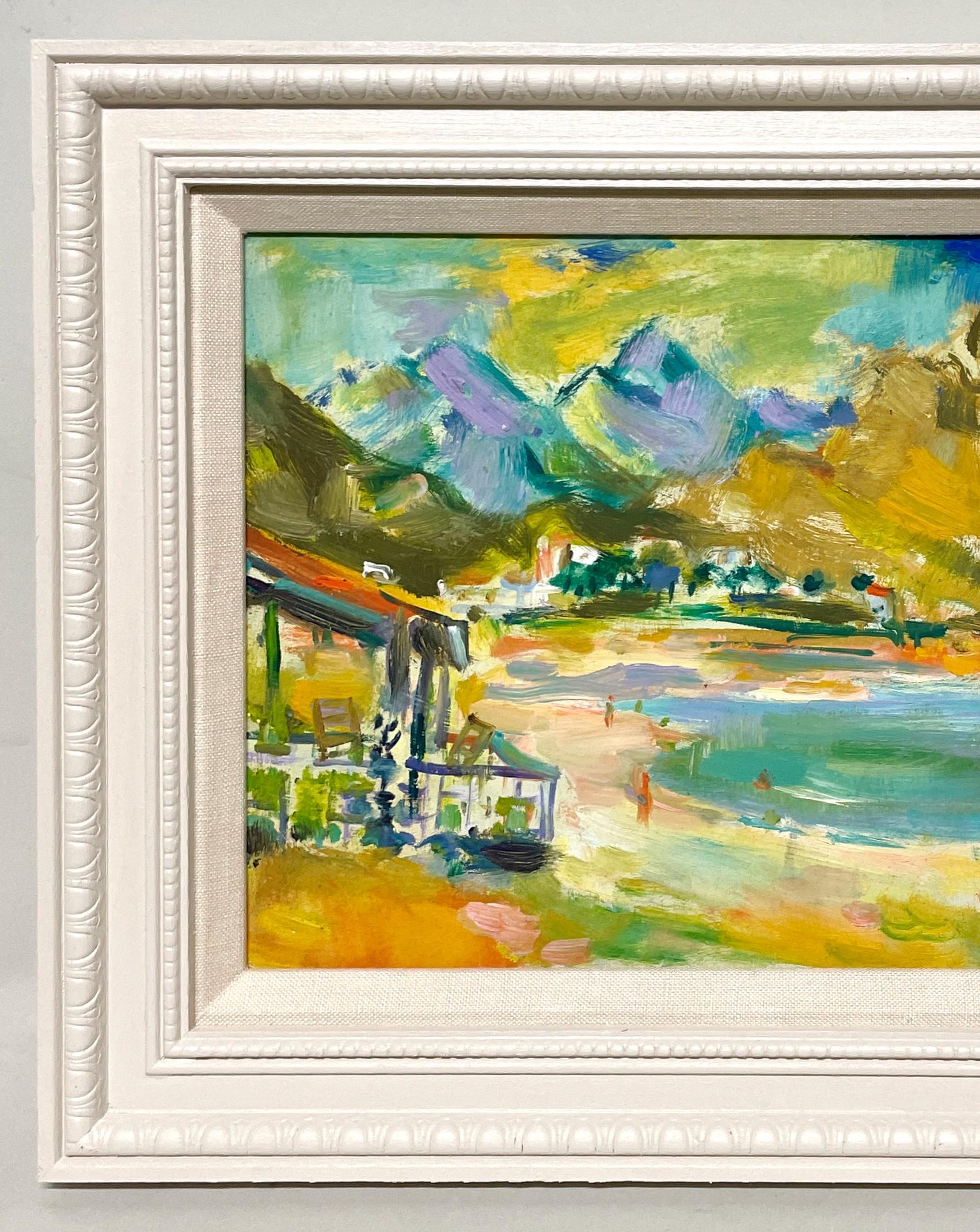 Eine farbenfrohe Bergstrandszene aus den 1950er Jahren von dem berühmten modernen Künstler Francis Chapin im Angebot 6