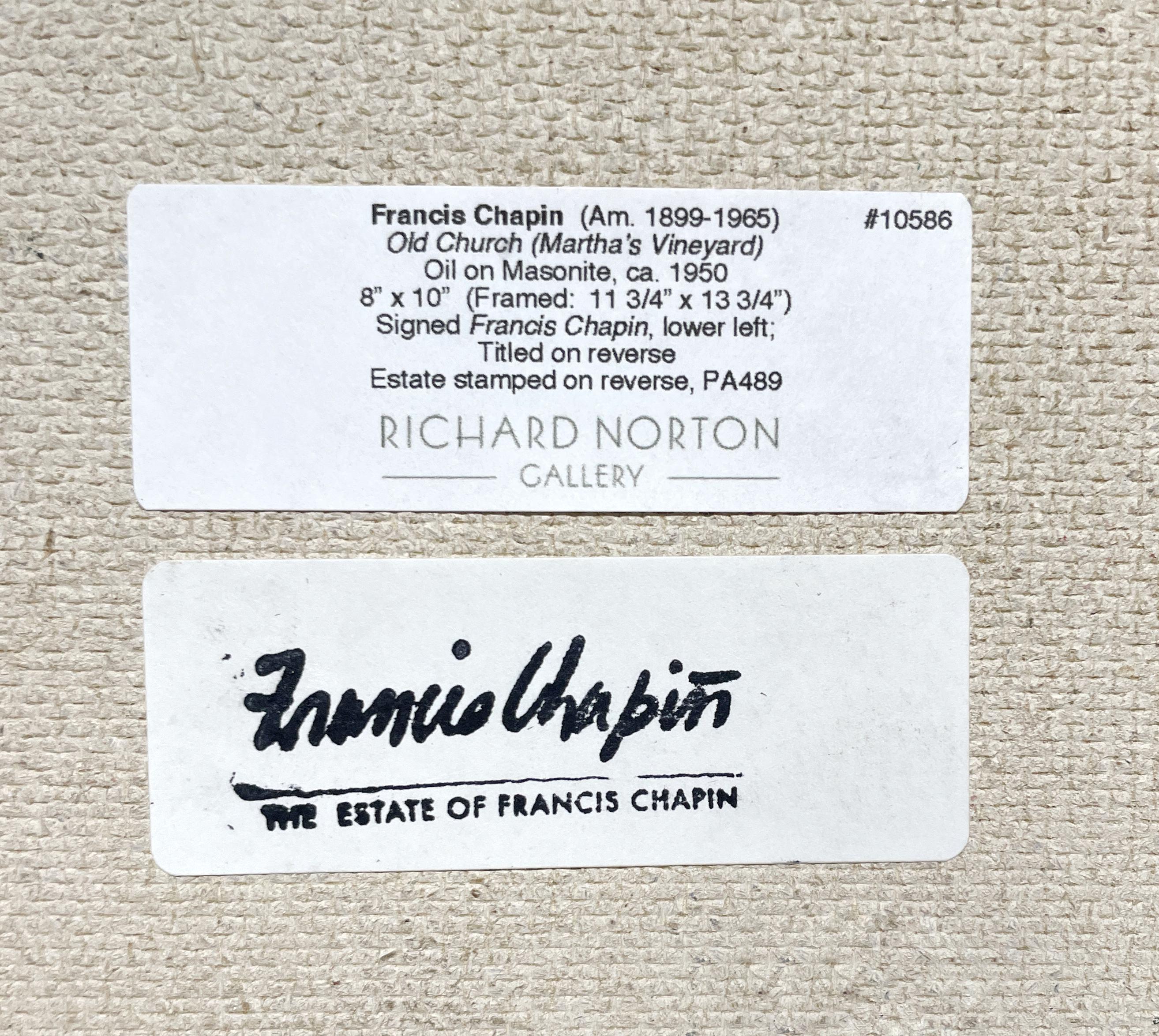 Peinture colorée des années 1950 de Martha's Vineyard, Old Whaling Church, Edgartown en vente 5