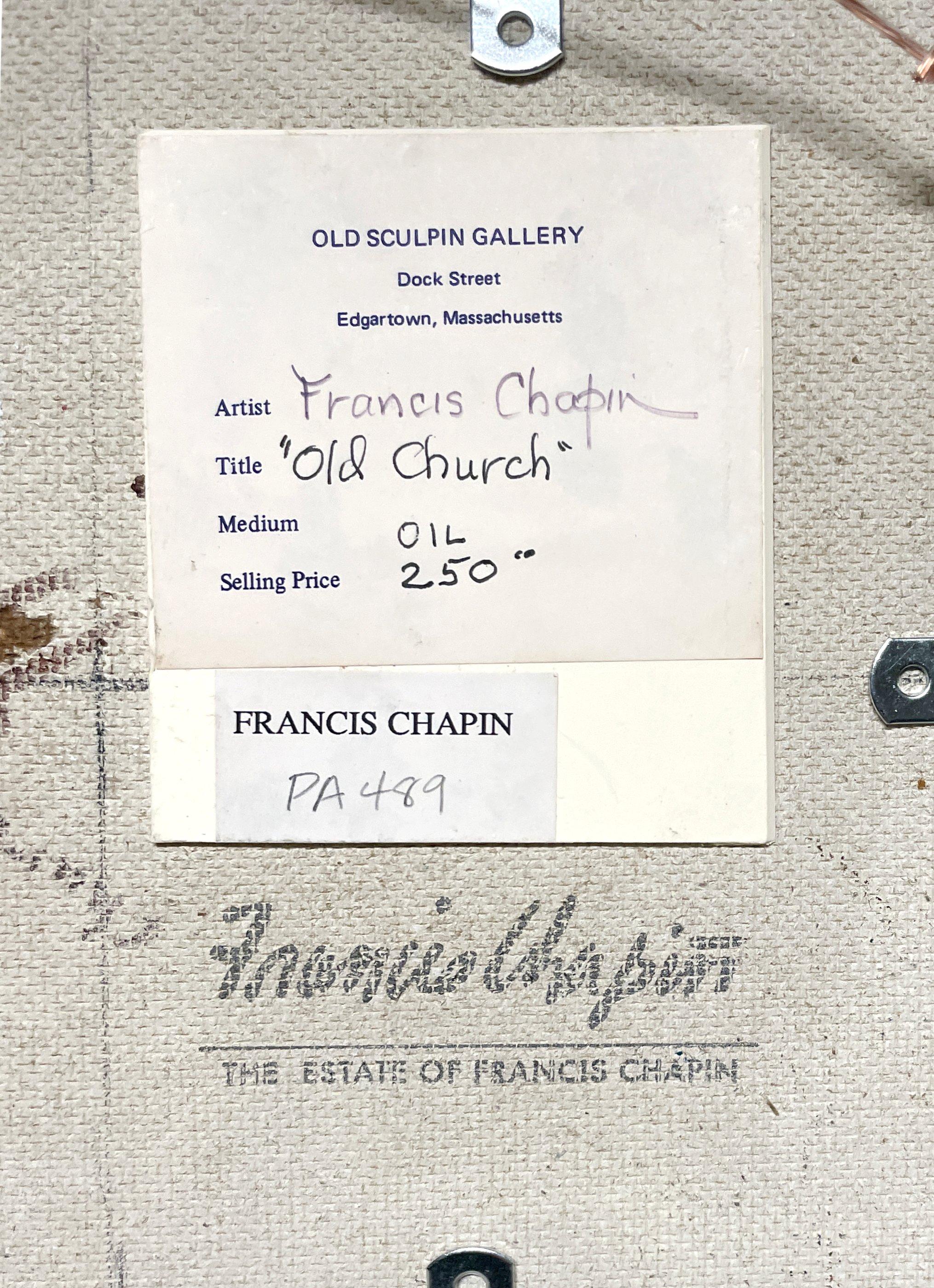 Peinture colorée des années 1950 de Martha's Vineyard, Old Whaling Church, Edgartown en vente 6