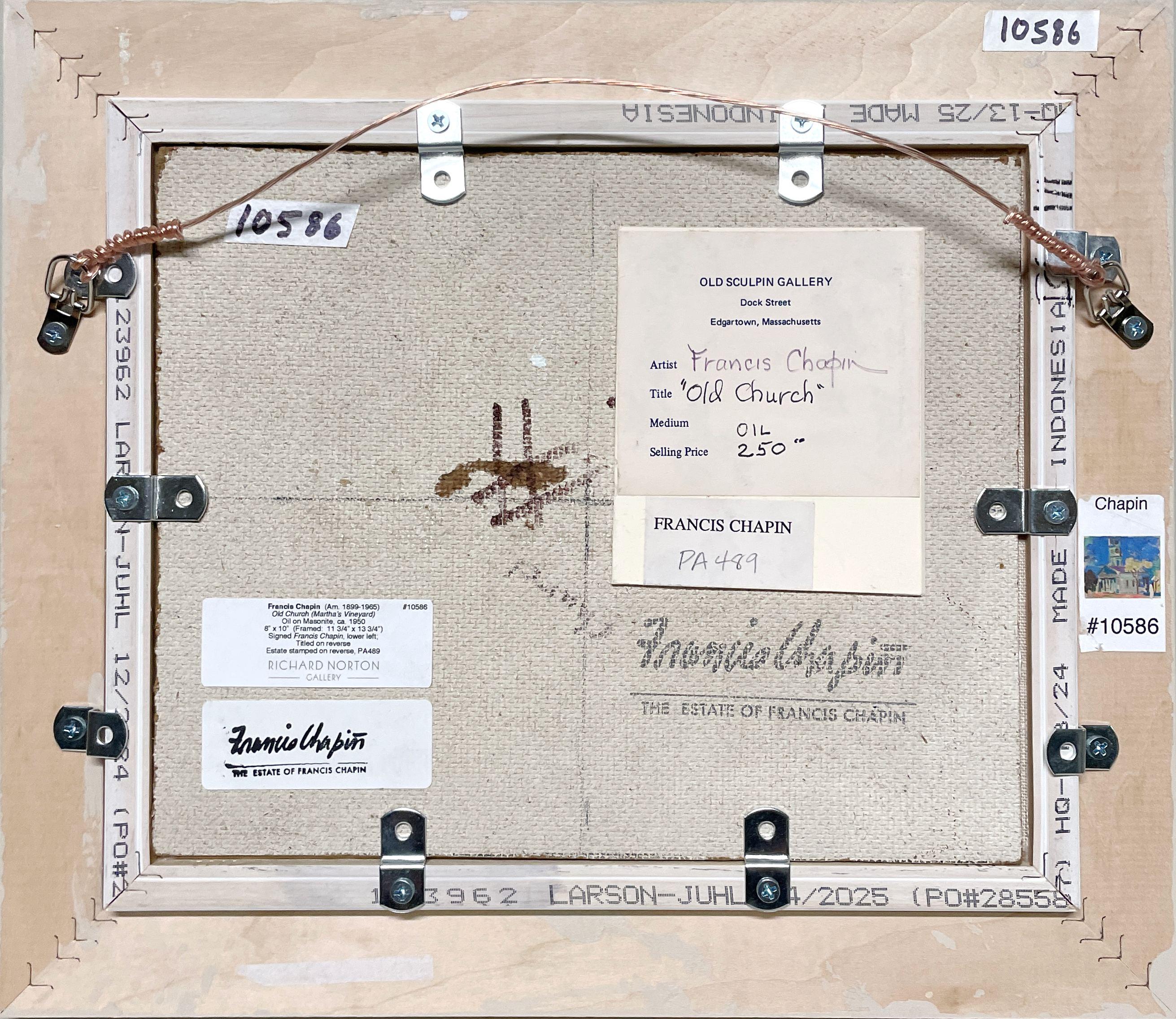 Peinture colorée des années 1950 de Martha's Vineyard, Old Whaling Church, Edgartown en vente 7