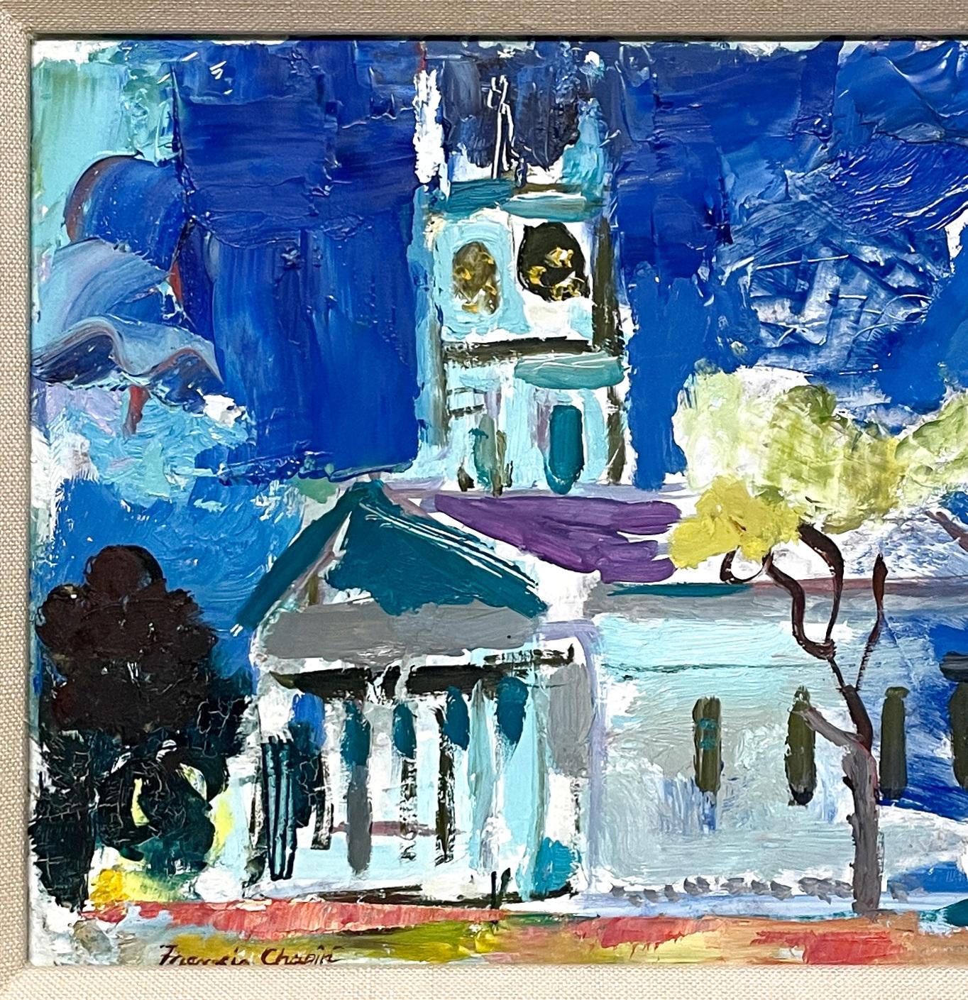 Peinture colorée des années 1950 de Martha's Vineyard, Old Whaling Church, Edgartown en vente 1