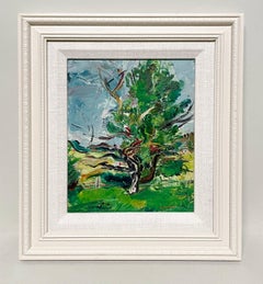 A Vibrant, 1950s Modern Landscape Oil of Martha's Vineyard, "Tree in Tisbury"