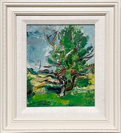 Un vibrante olio di paesaggio moderno degli anni '50 su Martha's Vineyard, "Albero a Tisbury".