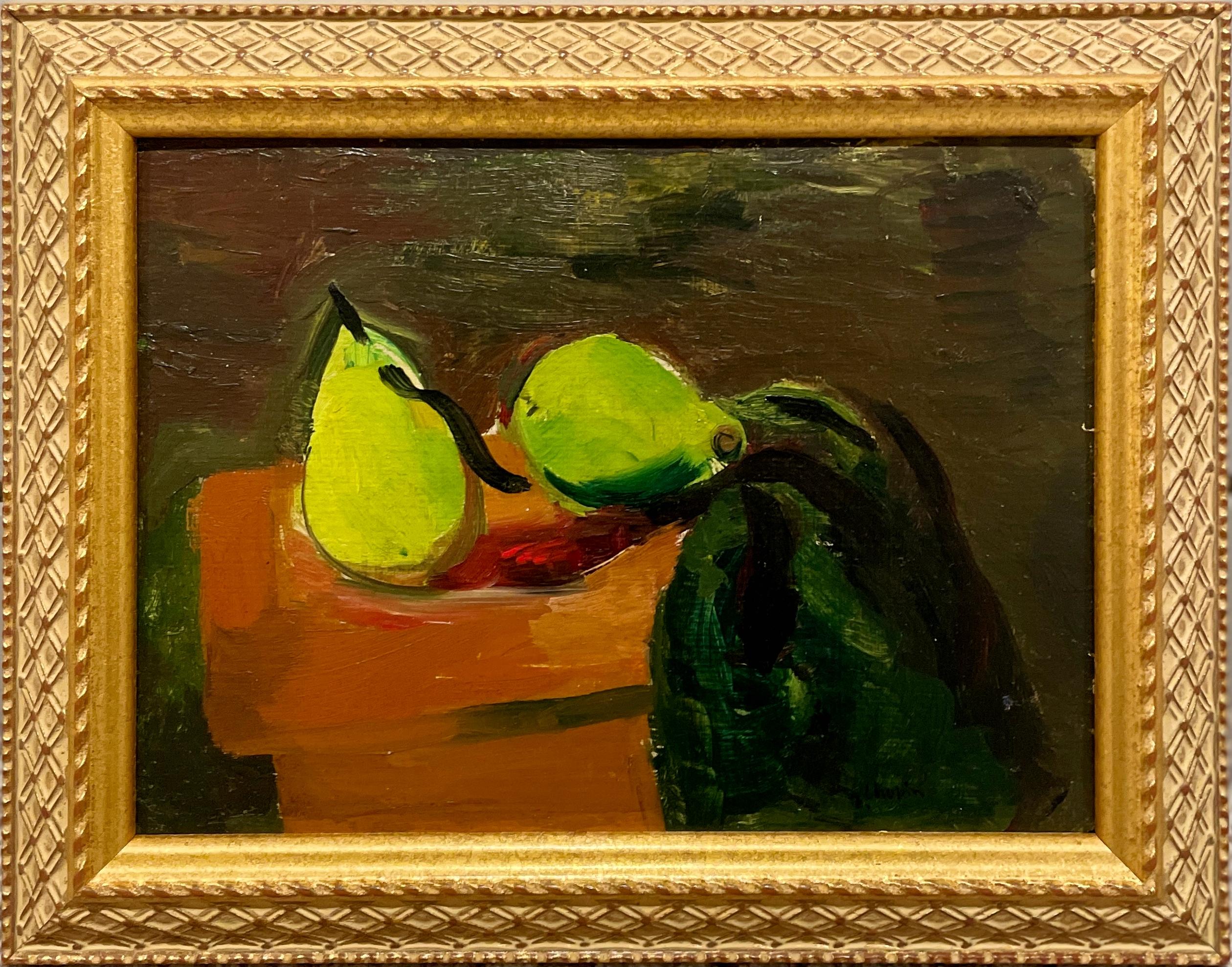 A Compelling, Fauvist 1940s Modern Still Life Painting, Green Pears