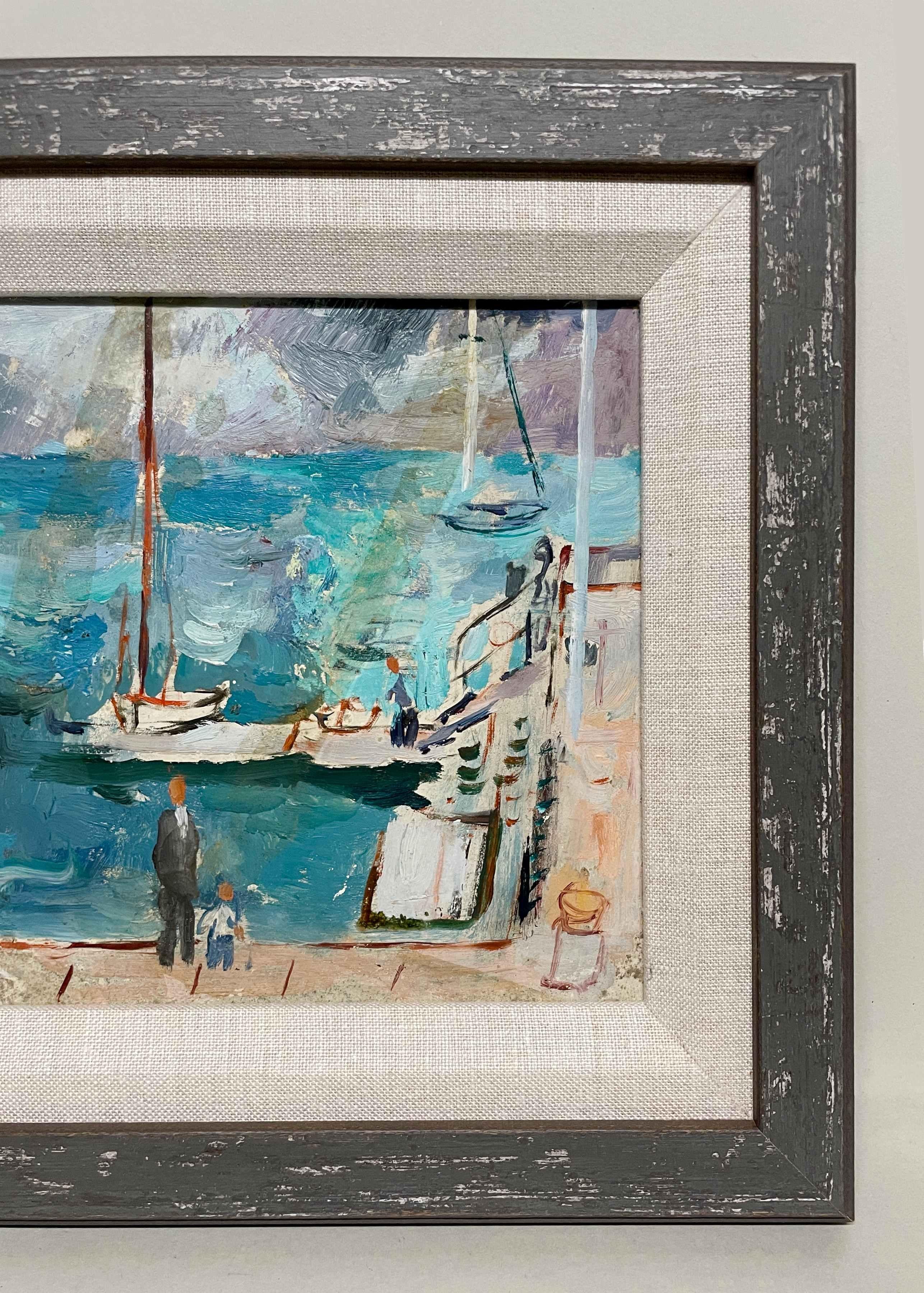 A Delightful 1950s Mid-Century Modern Harbor Scene of Martha's Vineyard For Sale 1