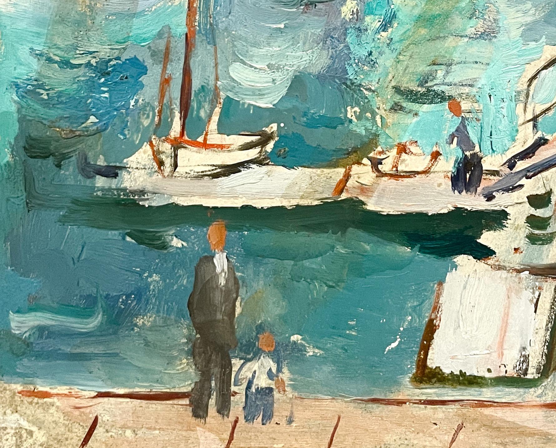 A Delightful 1950s Mid-Century Modern Harbor Scene of Martha's Vineyard For Sale 4