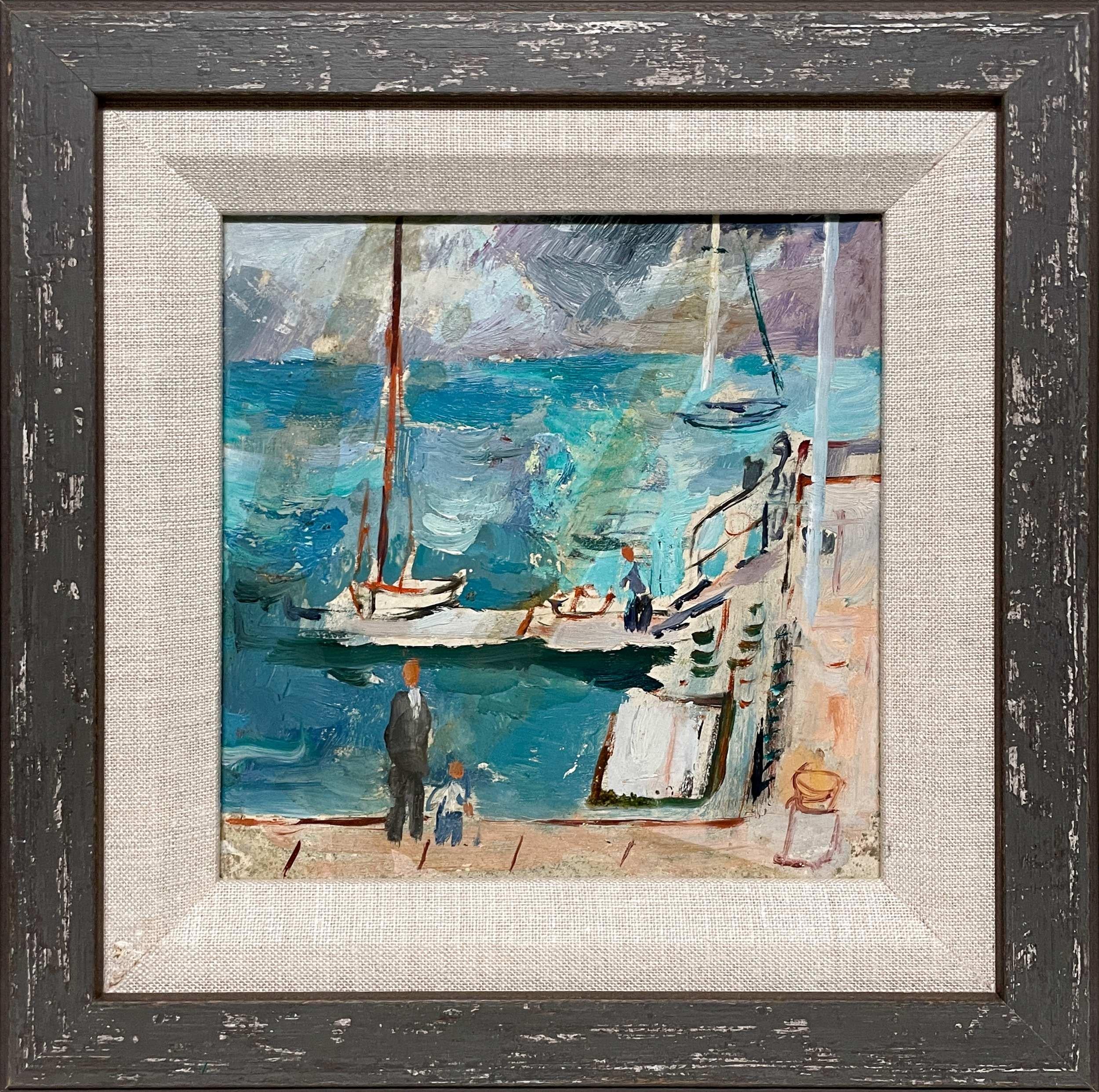 Francis Chapin Figurative Painting - A Delightful 1950s Mid-Century Modern Harbor Scene of Martha's Vineyard