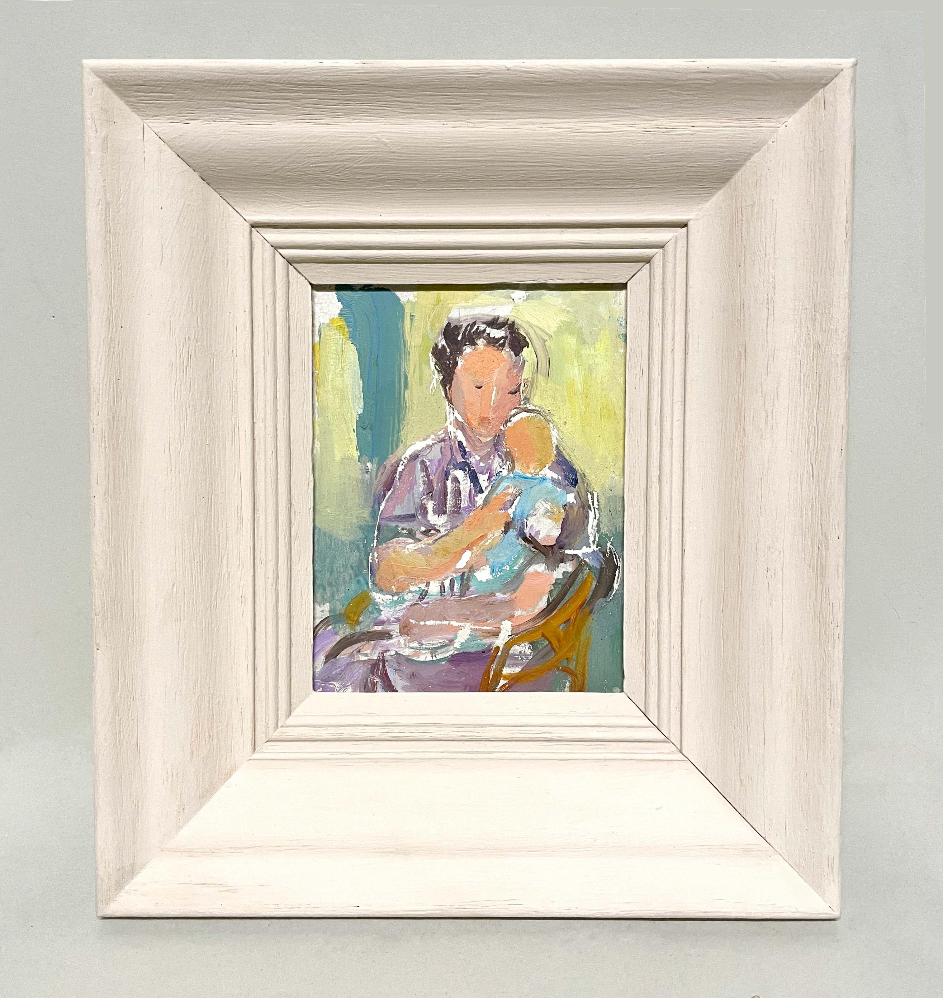 A Delightful Mid-Century Modern Painting of Mother and Child by Francis Chapin For Sale 1