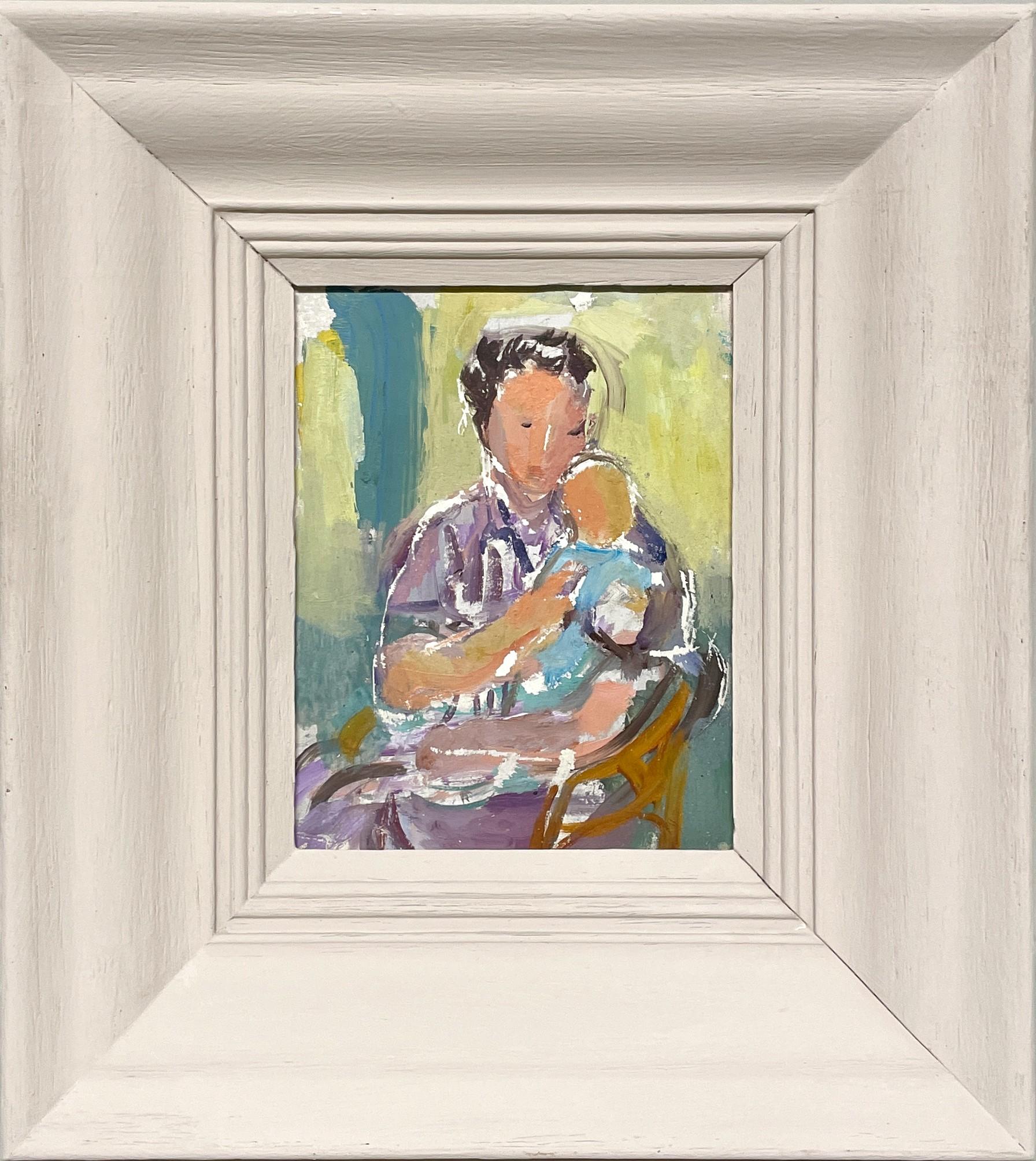 A Delightful Mid-Century Modern Painting of Mother and Child by Francis Chapin For Sale 2