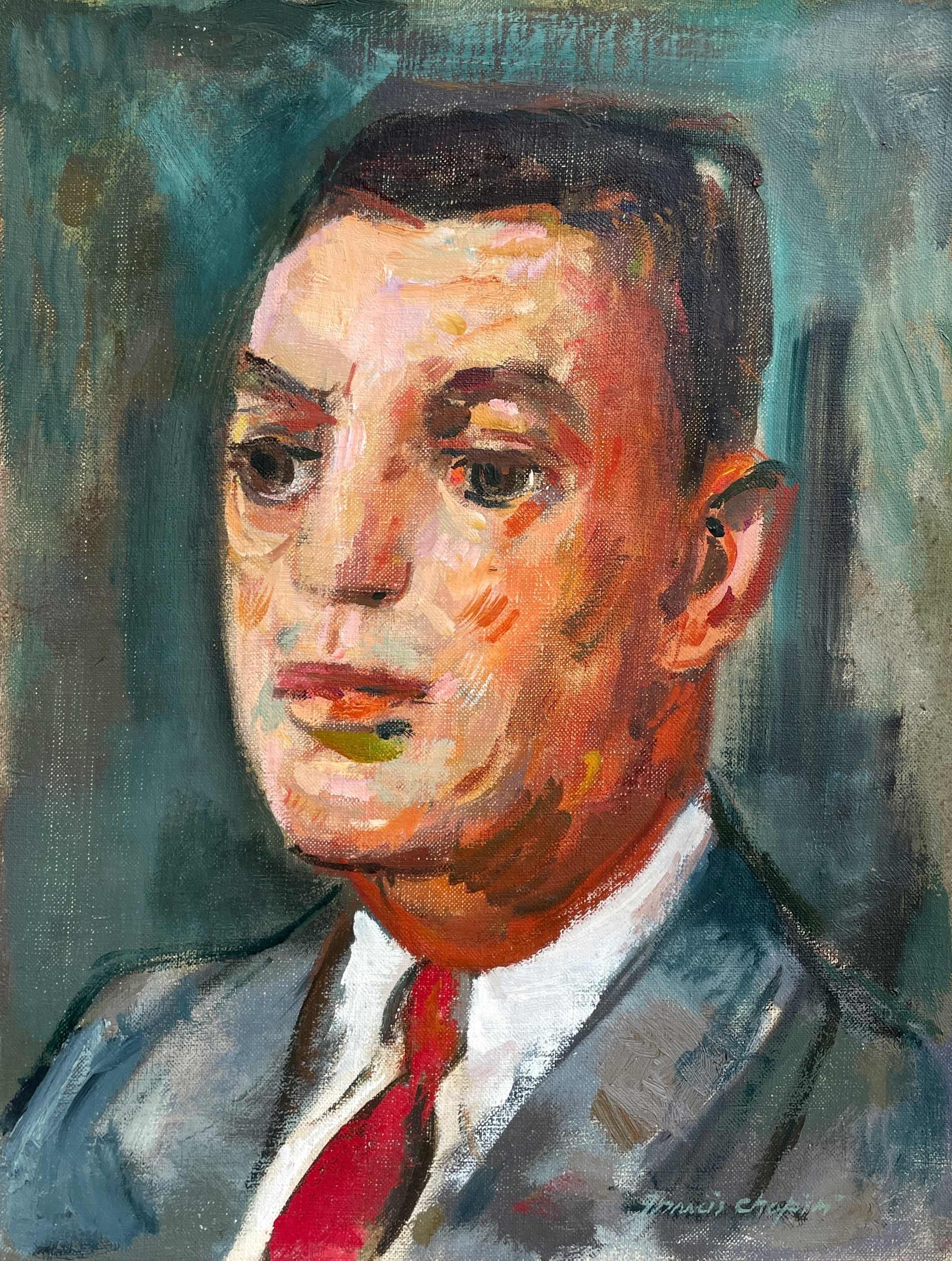 Ritratto di uomo con cravatta rossa, Joe Muldoon, un ritratto caratteristico di metà secolo moderno