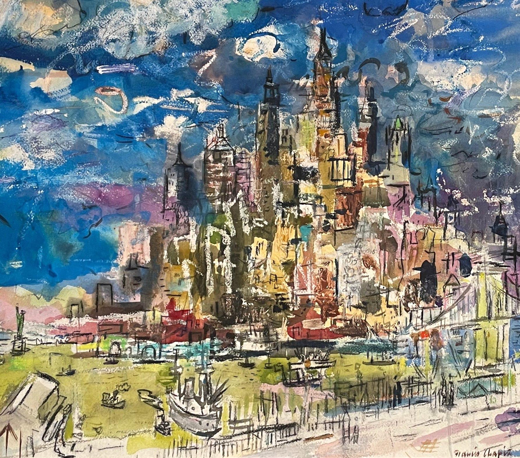 Scène moderne du milieu du siècle dernier de Manhattan, New York City par Francis Chapin en vente 2