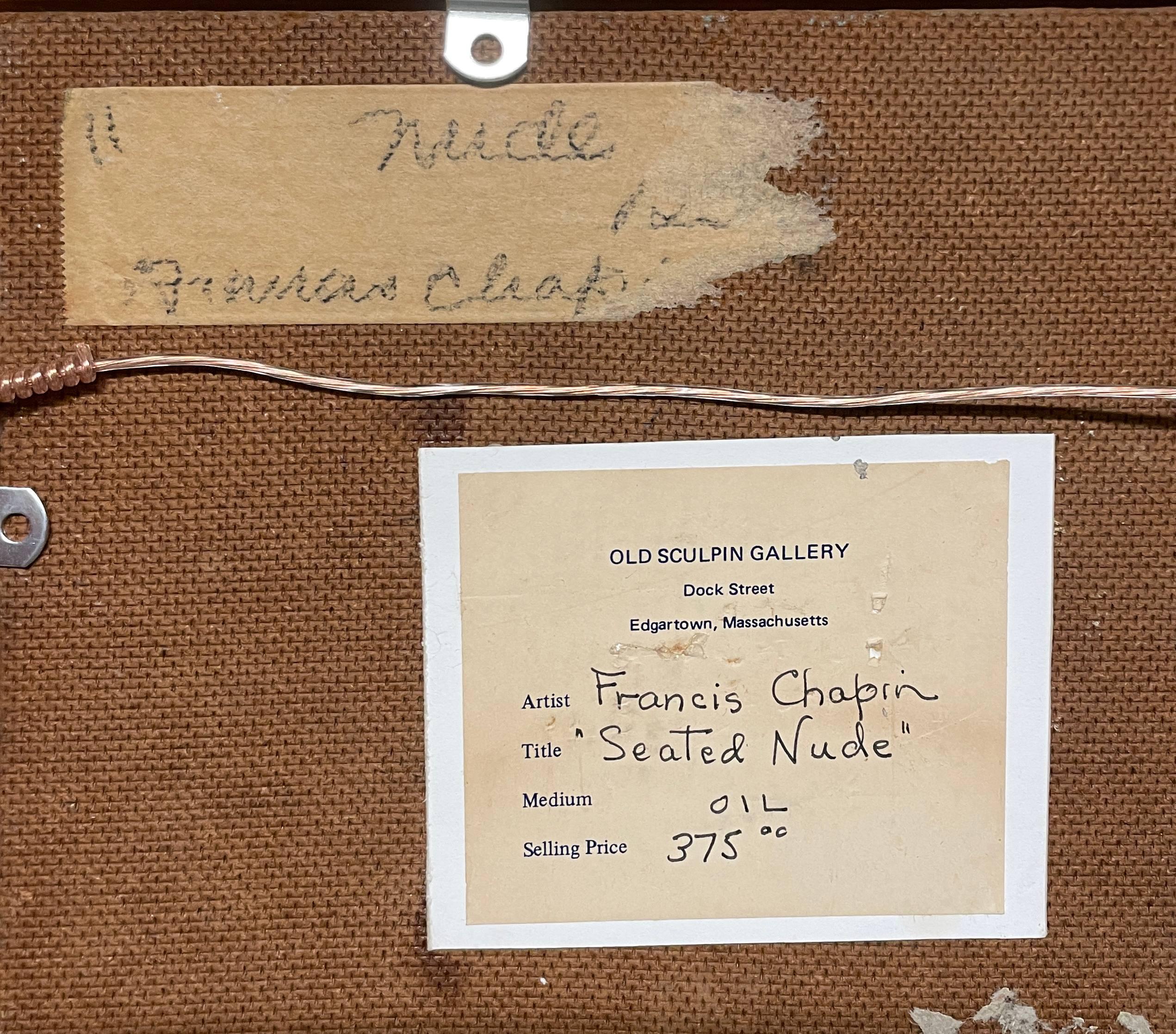 Fabuleux nu féminin assis de Francis Chapin, datant des années 1950 et du milieu du siècle dernier. en vente 11