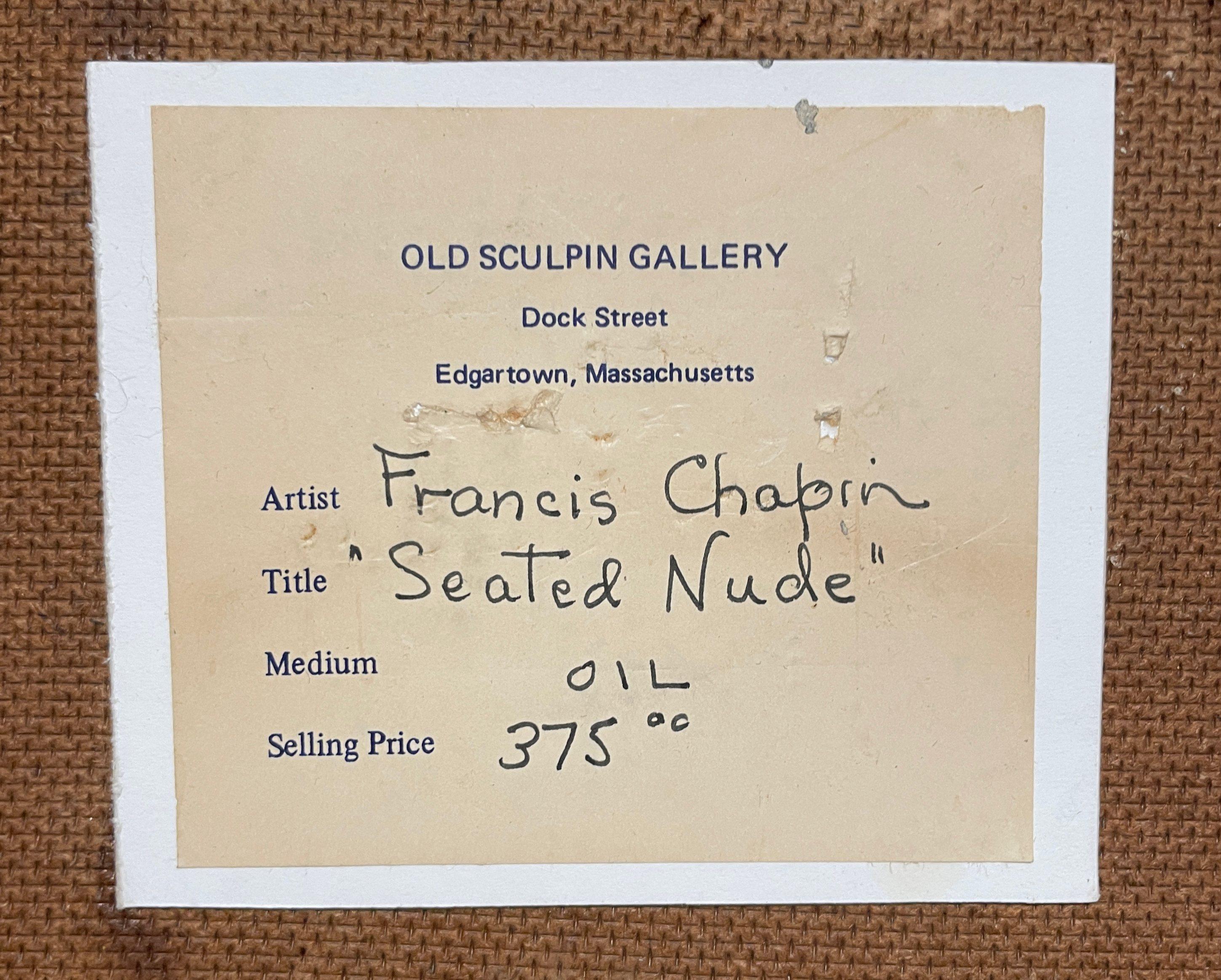 Fabuleux nu féminin assis de Francis Chapin, datant des années 1950 et du milieu du siècle dernier. en vente 12