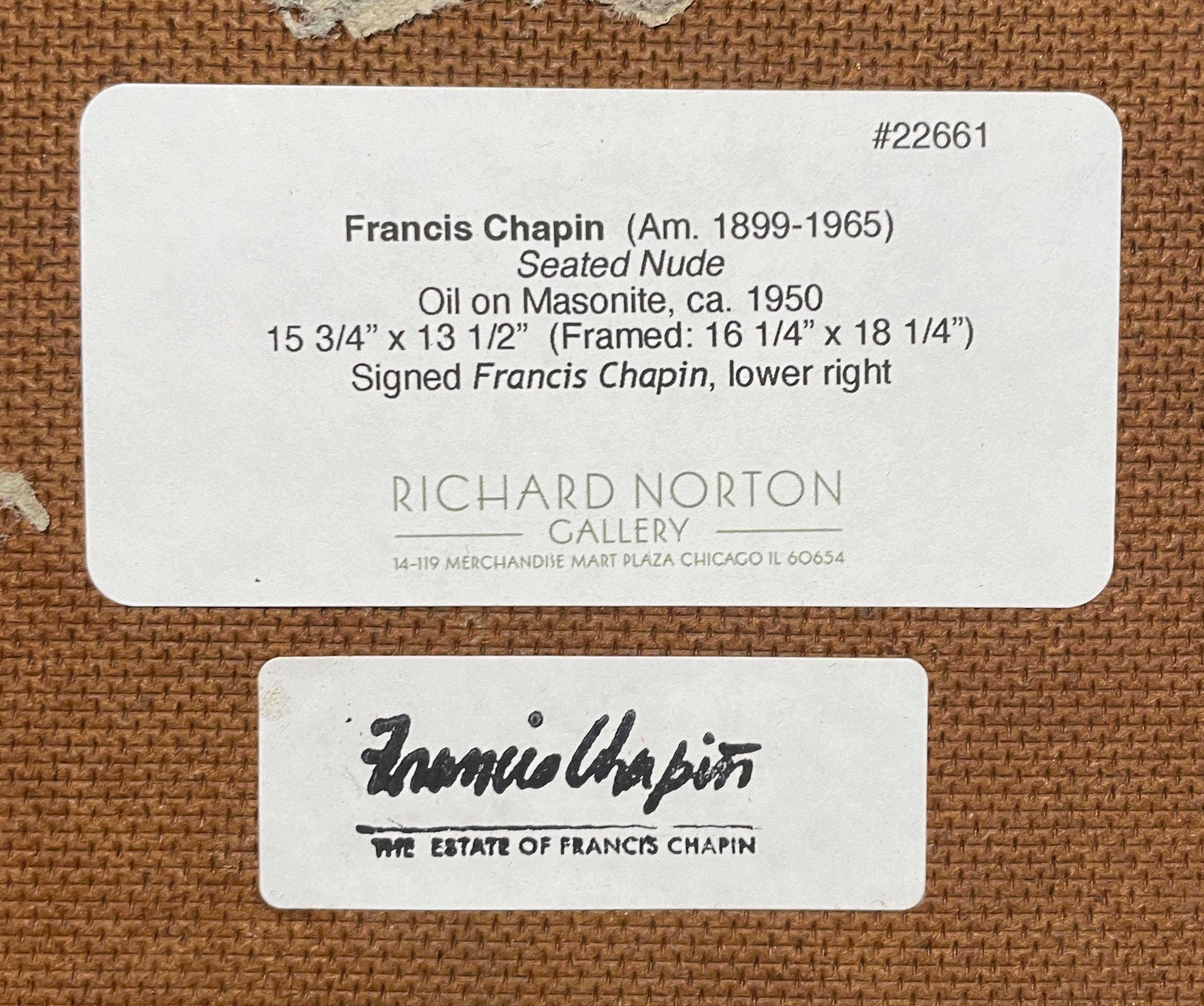 Fabuleux nu féminin assis de Francis Chapin, datant des années 1950 et du milieu du siècle dernier. en vente 13