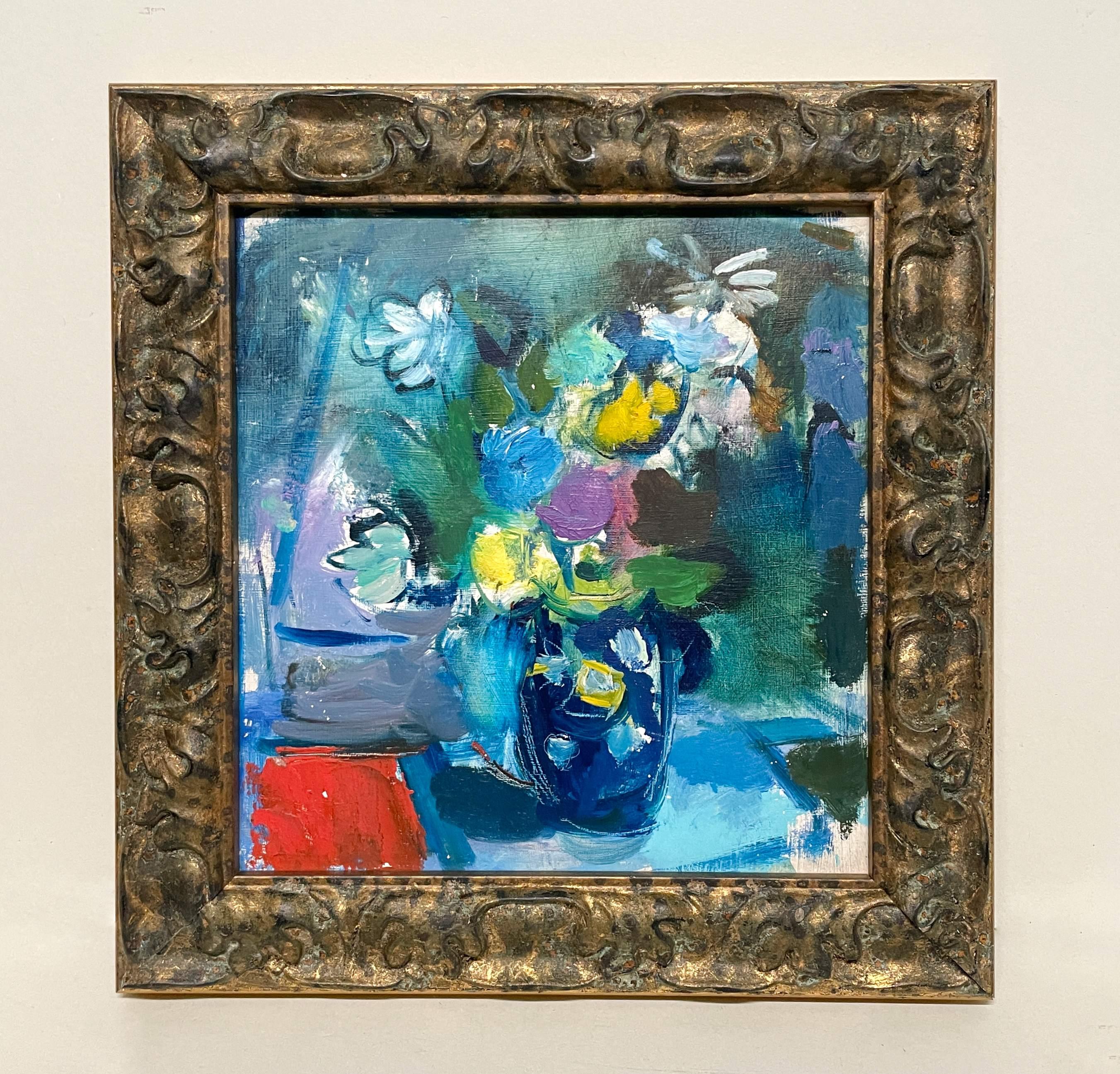 Ein fabelhaftes Stillleben aus der Jahrhundertmitte der 1950er Jahre mit einem bunten Blumenstrauß – Painting von Francis Chapin