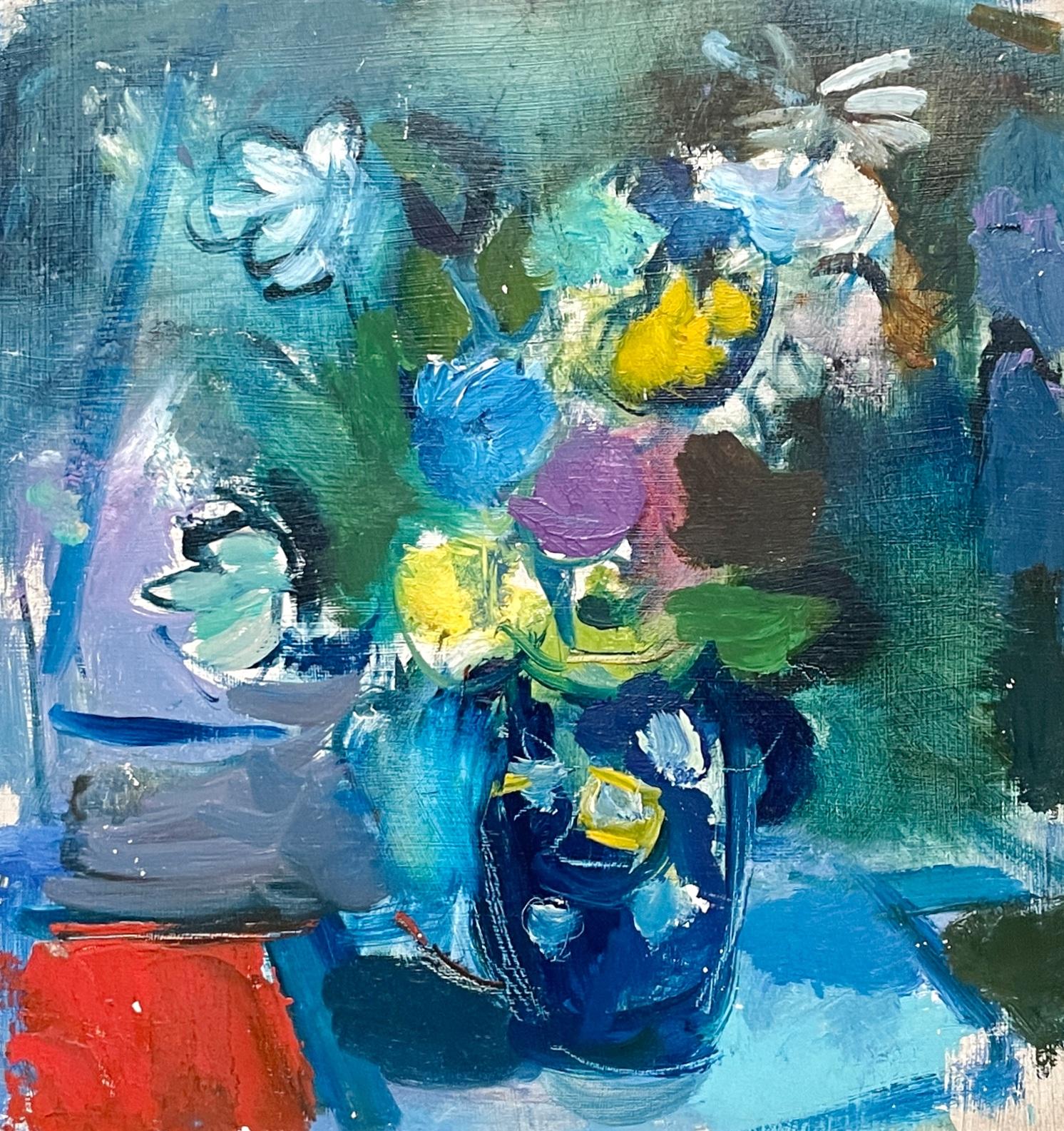 Ein fabelhaftes Stillleben aus der Jahrhundertmitte der 1950er Jahre mit einem bunten Blumenstrauß (Amerikanische Moderne), Painting, von Francis Chapin