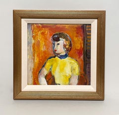 A Fashionable 1950s Mid-Century Modern Portrait, "Young Woman in Yellow Sweater"