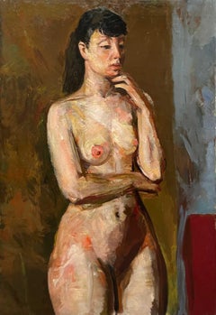 Un grande e impressionante dipinto di un nudo in piedi dell'artista Francis Chapin