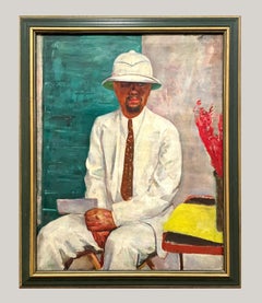 A Large, Captivating 1930s Modern Portrait of a Jamaican Man in a Linen Suit
