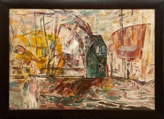 A Large, WPA Era Modern Chicago Industrial Scene, Ogden Viaduct, ca. 1929