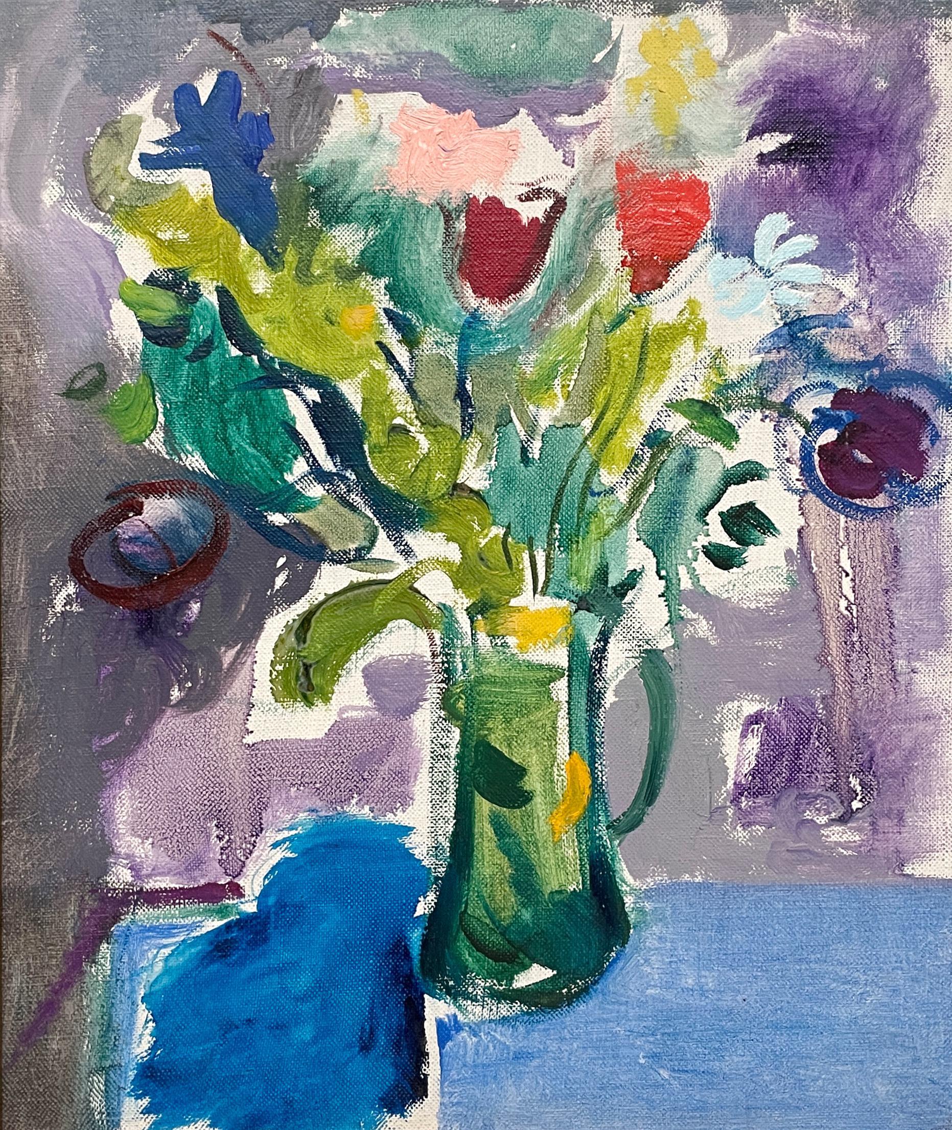 A Lively, 1950s Mid-Century Modern Floral Still Life Painting by Francis Chapin For Sale 3