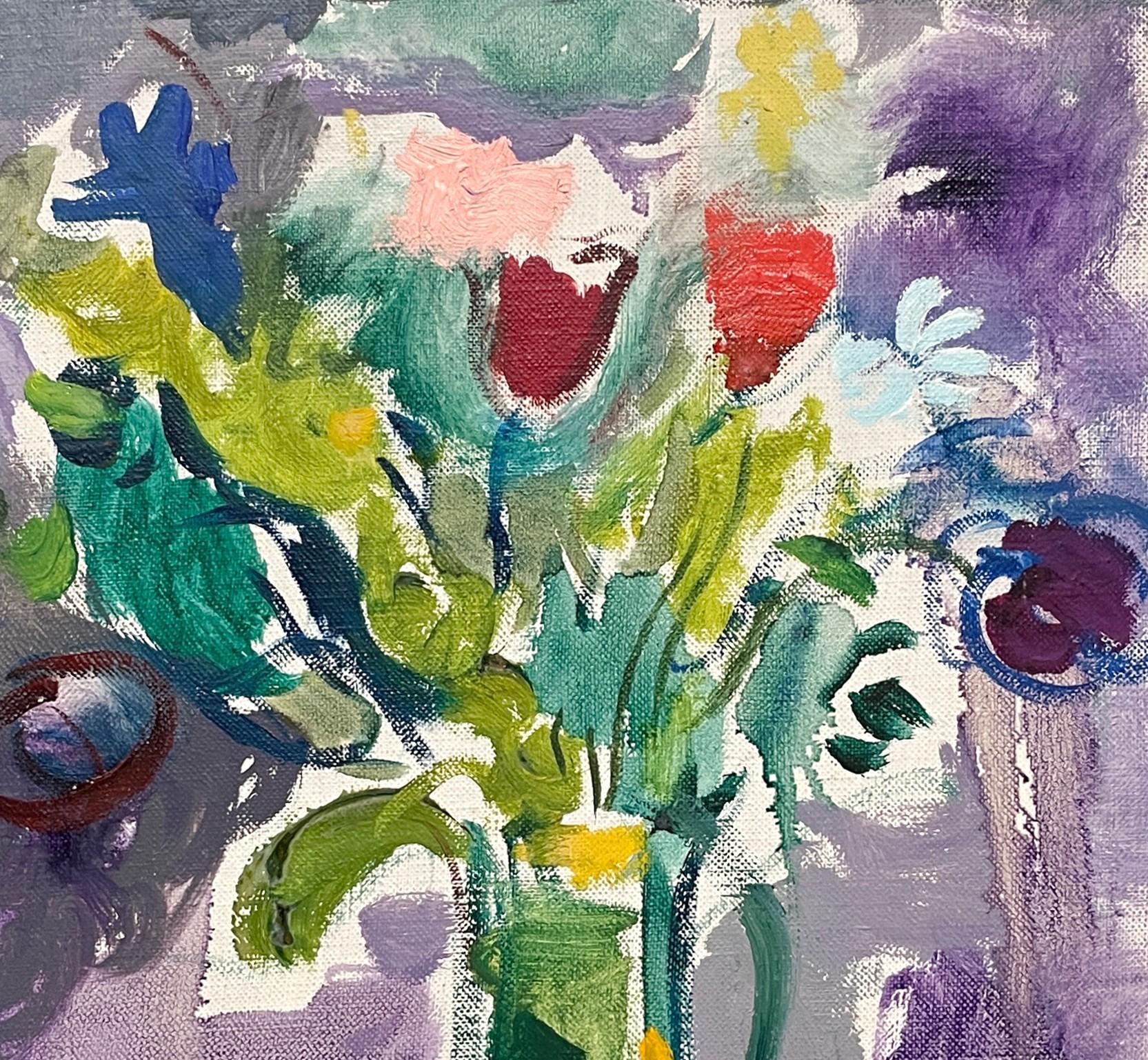 A Lively, 1950s Mid-Century Modern Floral Still Life Painting by Francis Chapin For Sale 4