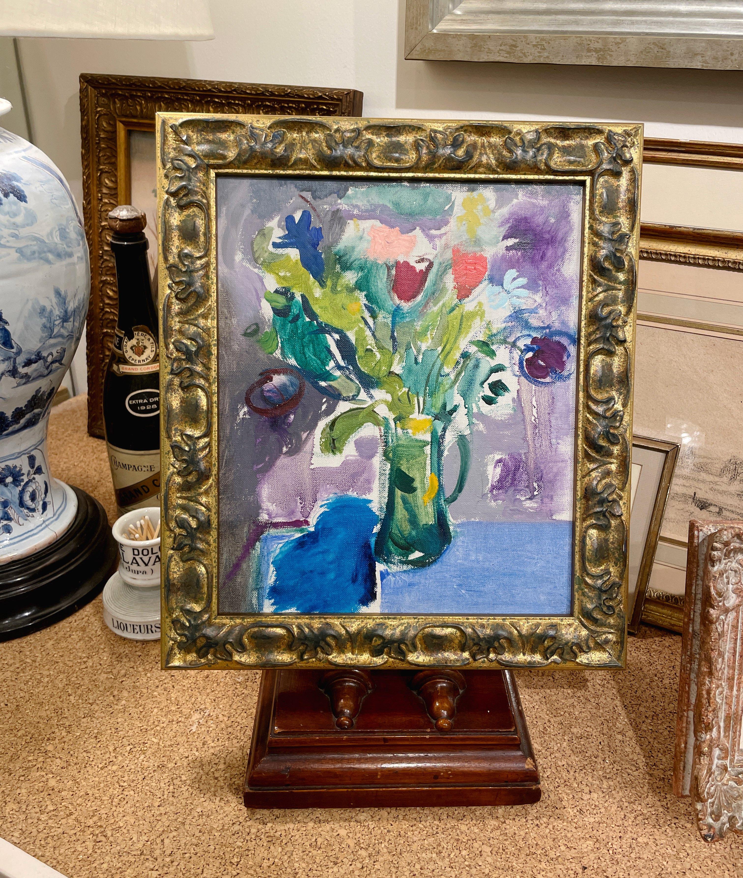 A Lively, 1950s Mid-Century Modern Floral Still Life Painting by Francis Chapin For Sale 8