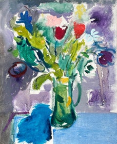 A Lively, 1950s Mid-Century Modern Floral Still Life Painting by Francis Chapin