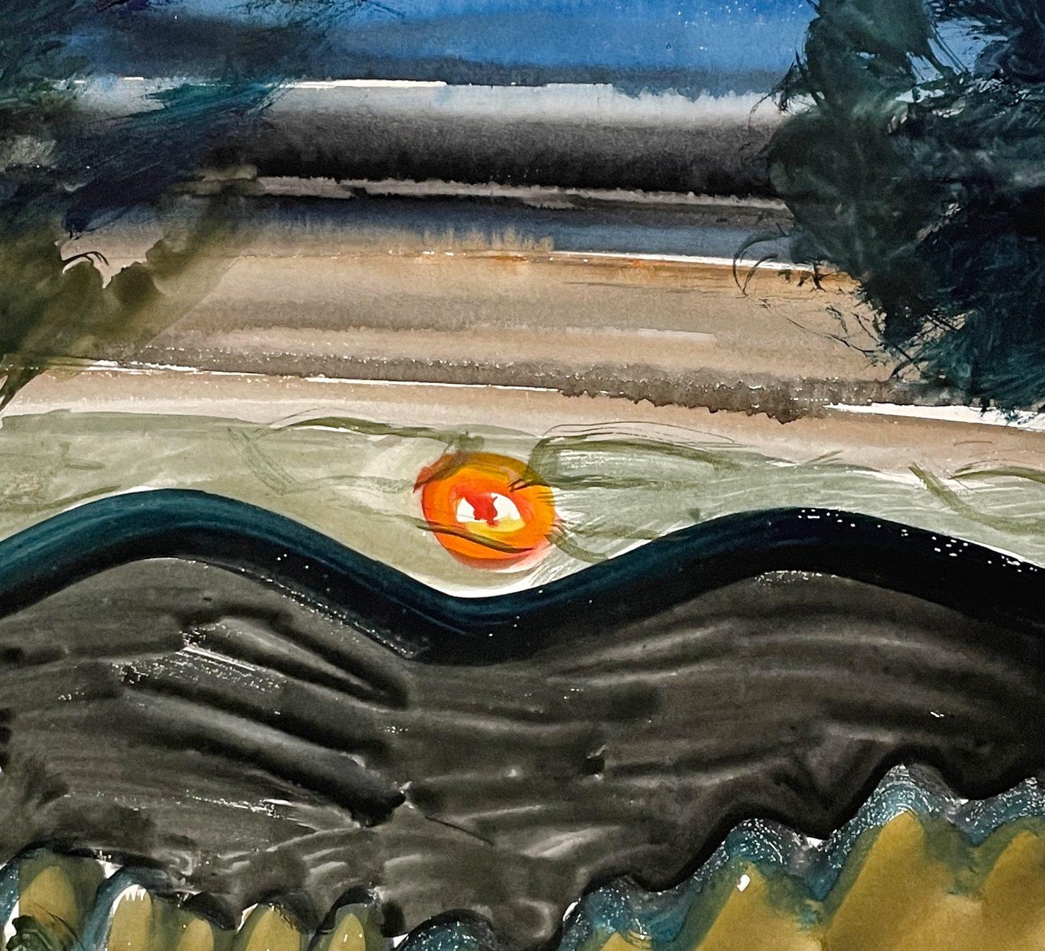 A Lovely ca. 1930er Jahre Aquarell des Sommernocturne-Mondaufgangs von Francis Chapin im Angebot 2