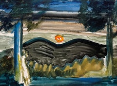 A Lovely ca. 1930s Watercolor of Summer Nocturne Moonrise by Francis Chapin