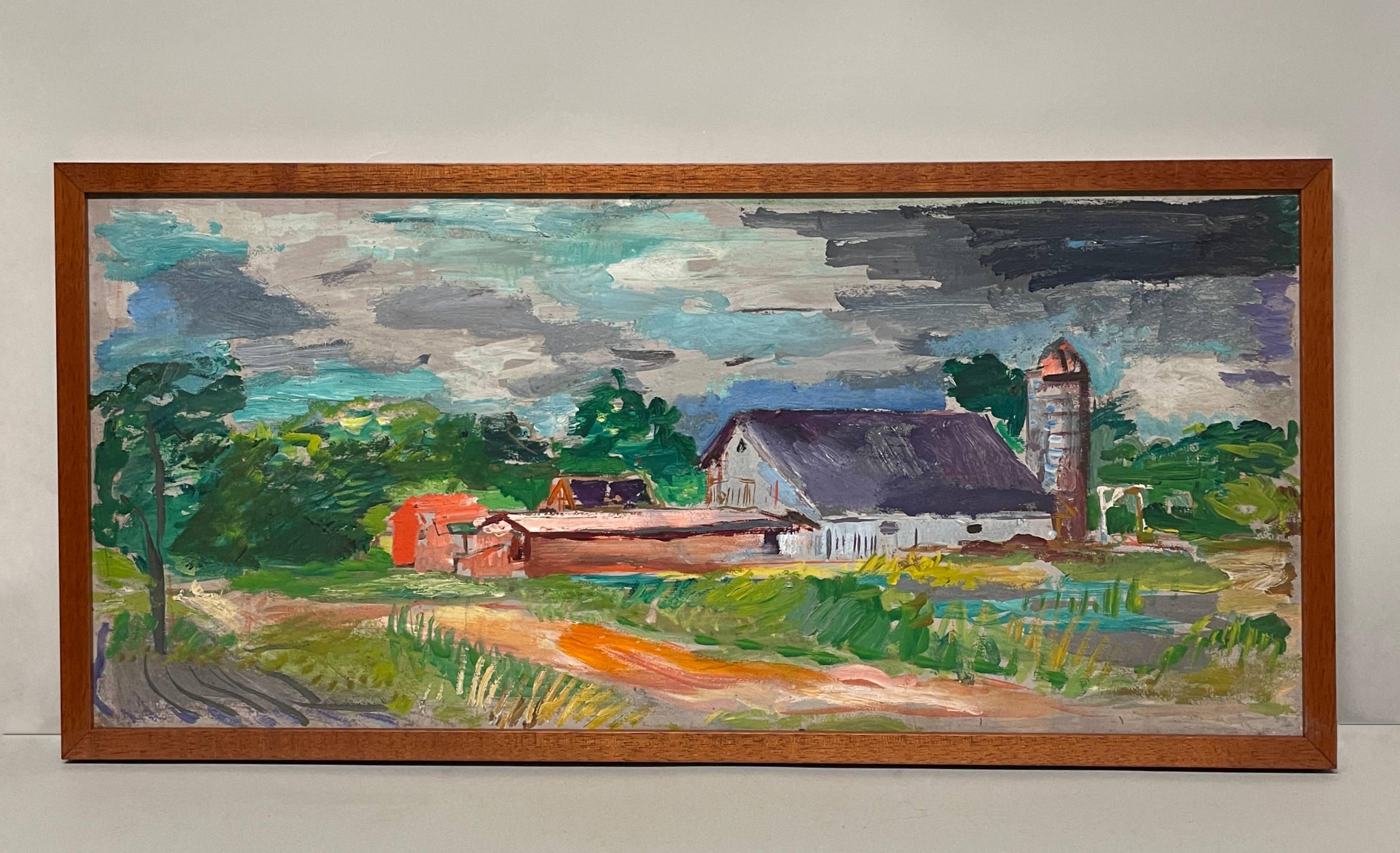 A Picturesque ca. 1940s Farm Scene with a Barn & Silo by Artist Francis Chapin For Sale 1