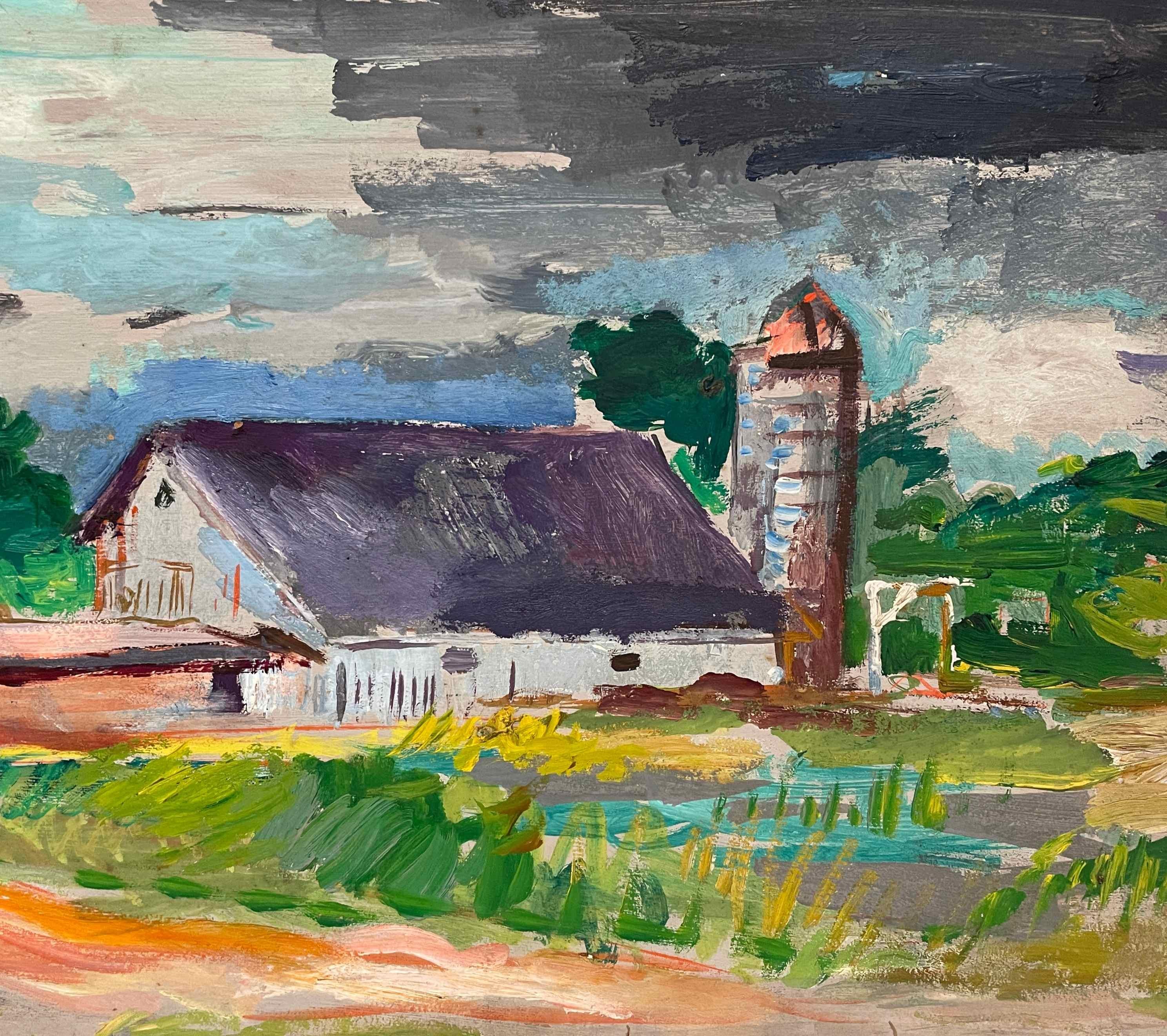 A Picturesque ca. 1940s Farm Scene with a Barn & Silo by Artist Francis Chapin For Sale 2